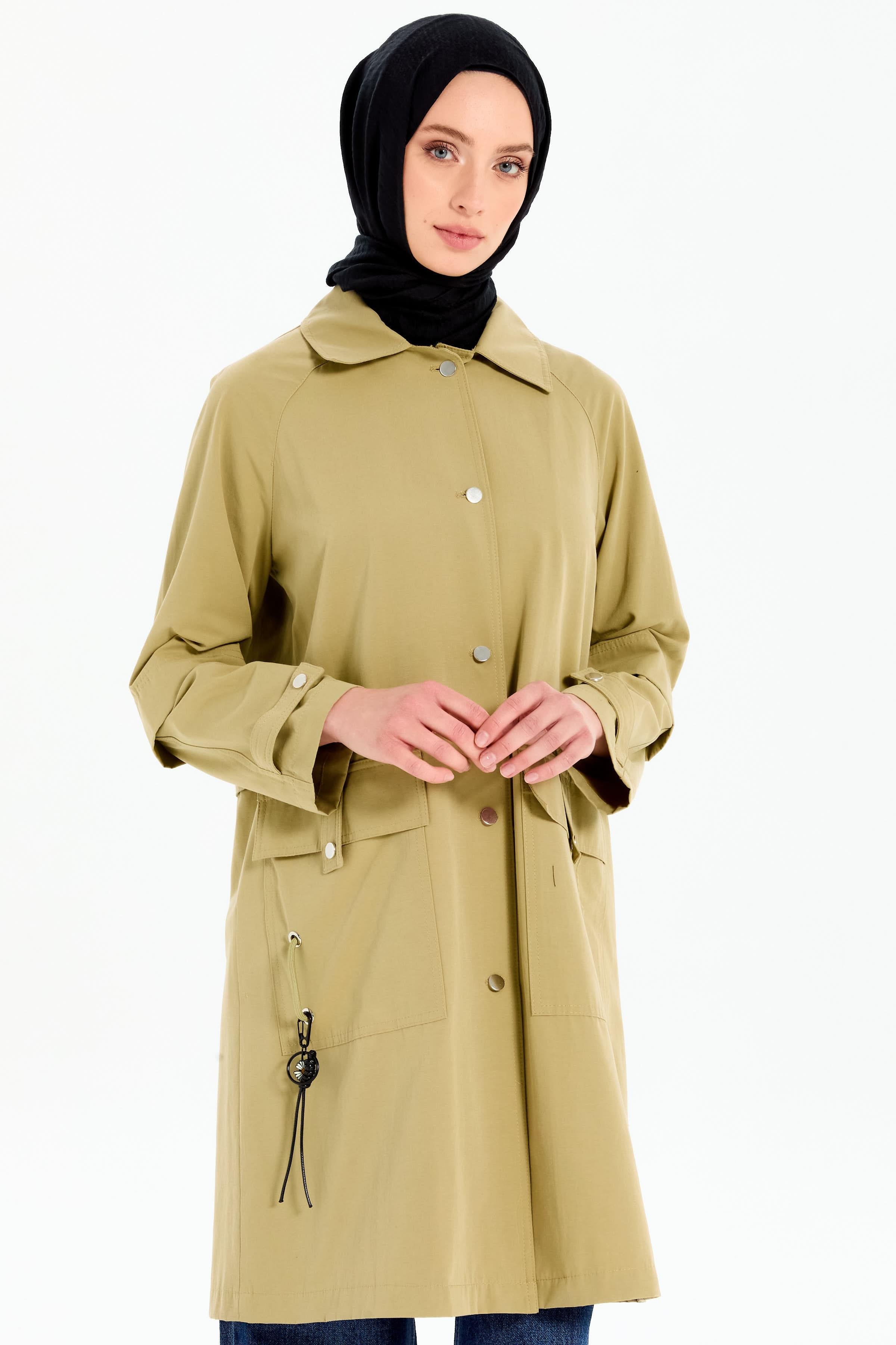 Aller Detaylı Cepli Kap - Olive TUGBA