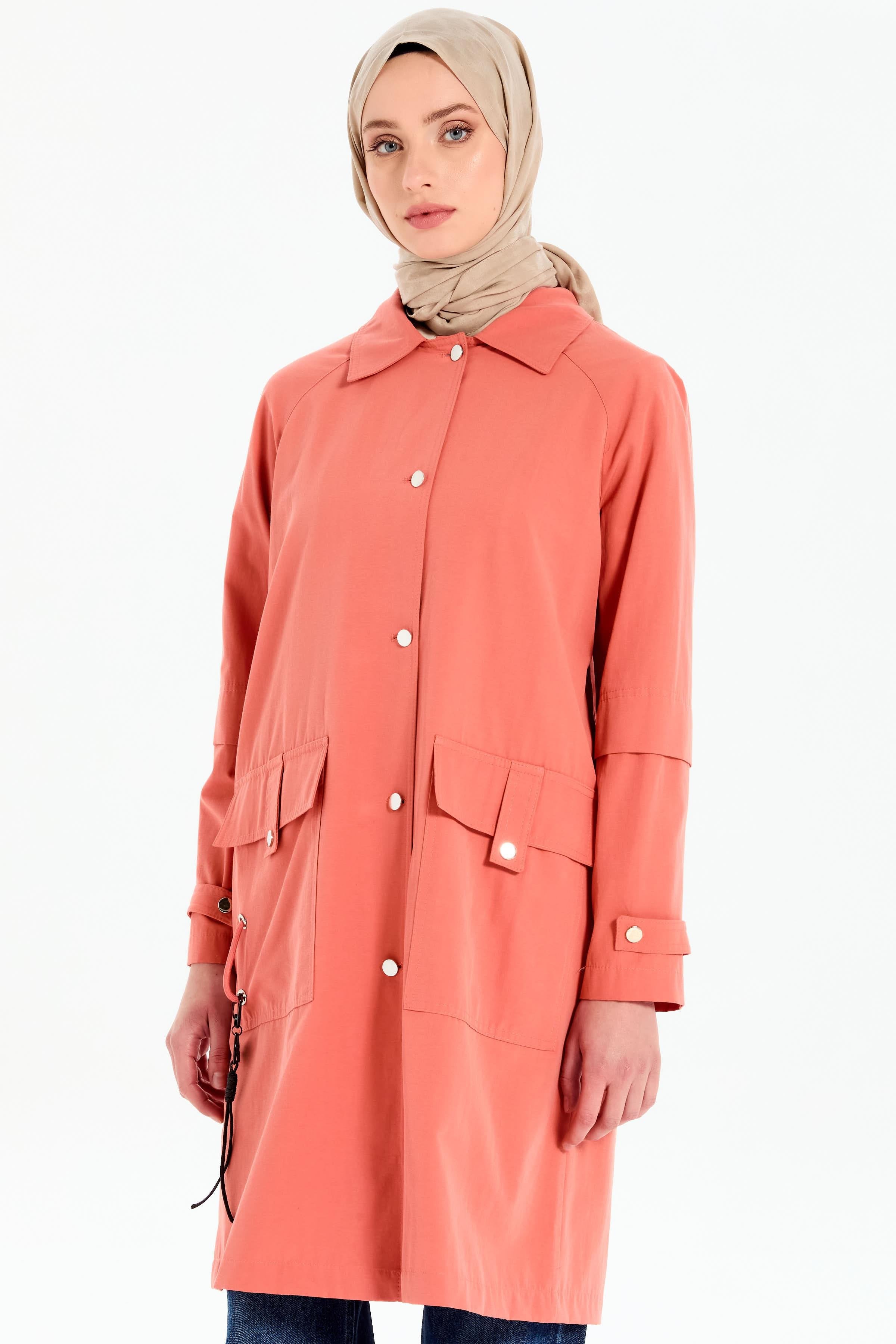 Aller Detaylı Cepli Kap - Oranj TUGBA