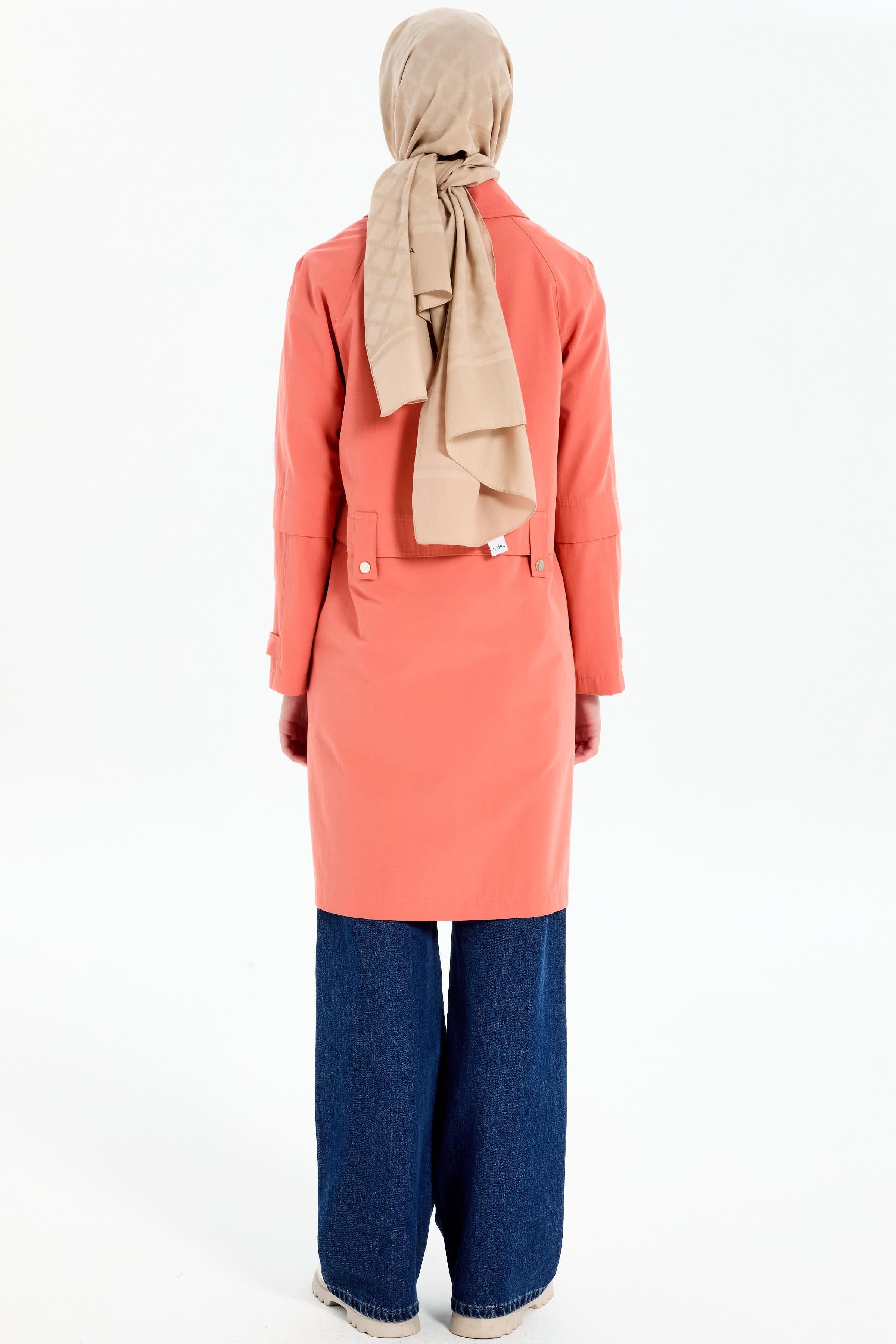 Aller Detaylı Cepli Kap - Oranj TUGBA