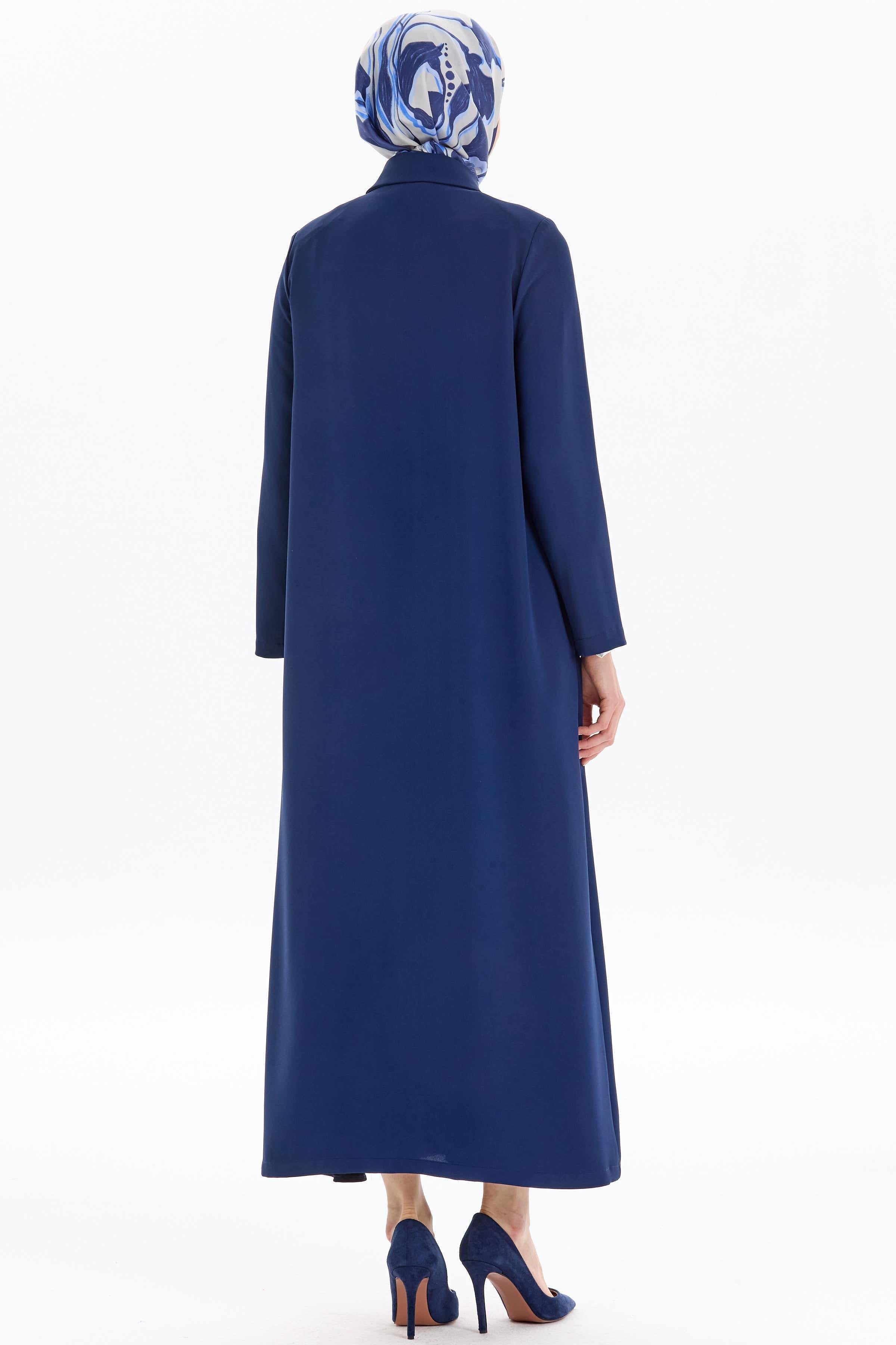 Aller Detaylı Gizli Patlı Pardesü - İndigo TUGBA