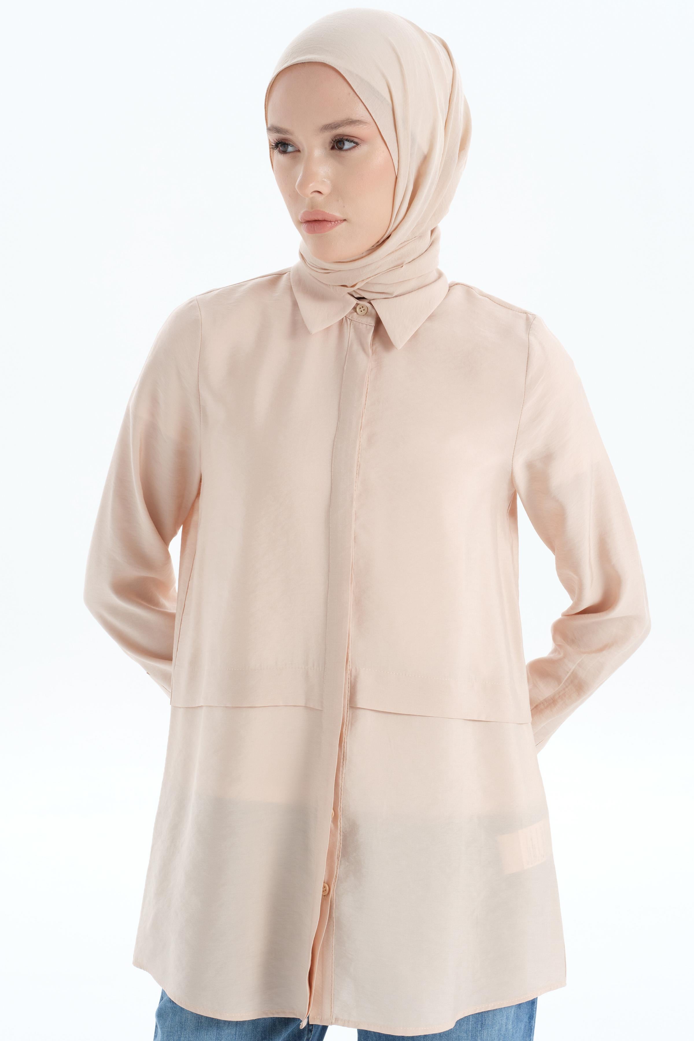 Aller Detaylı Gömlek - Bej TUGBA