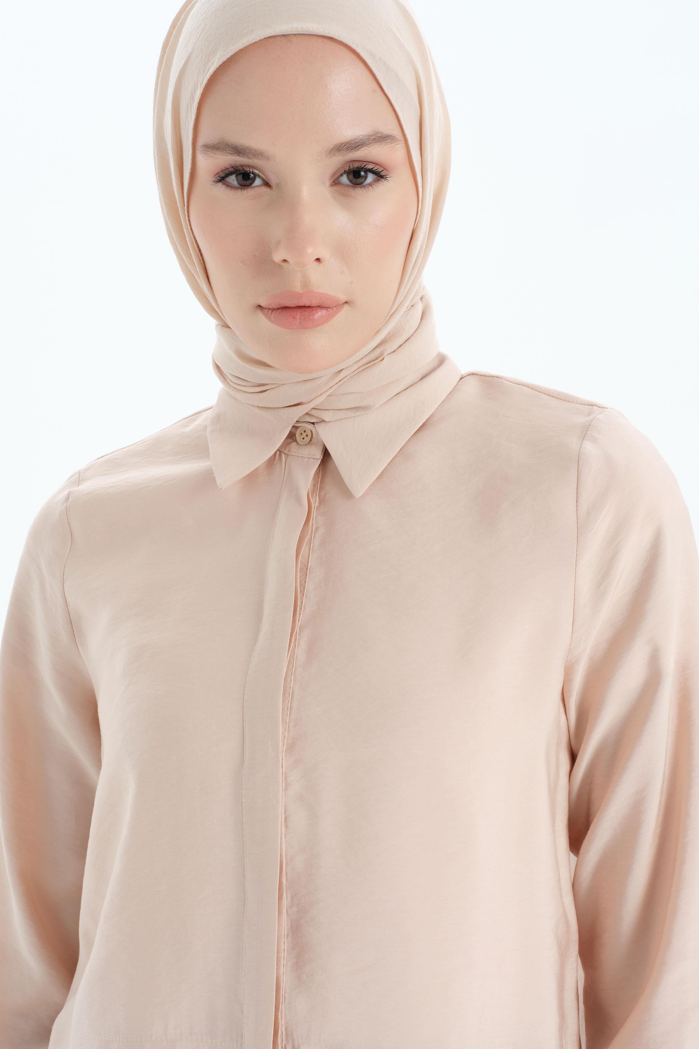 Aller Detaylı Gömlek - Bej TUGBA