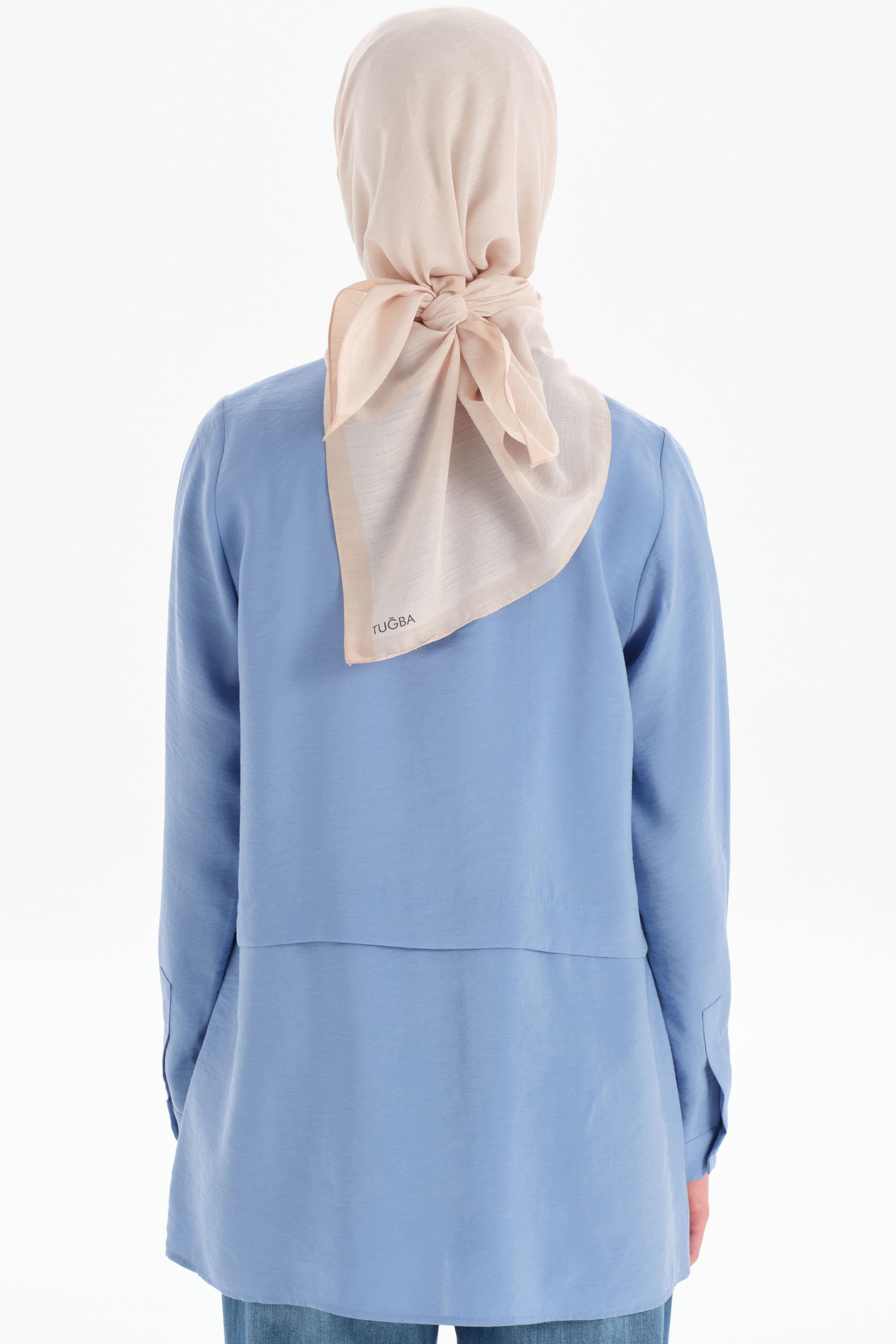 Aller Detaylı Gömlek - Mavi TUGBA