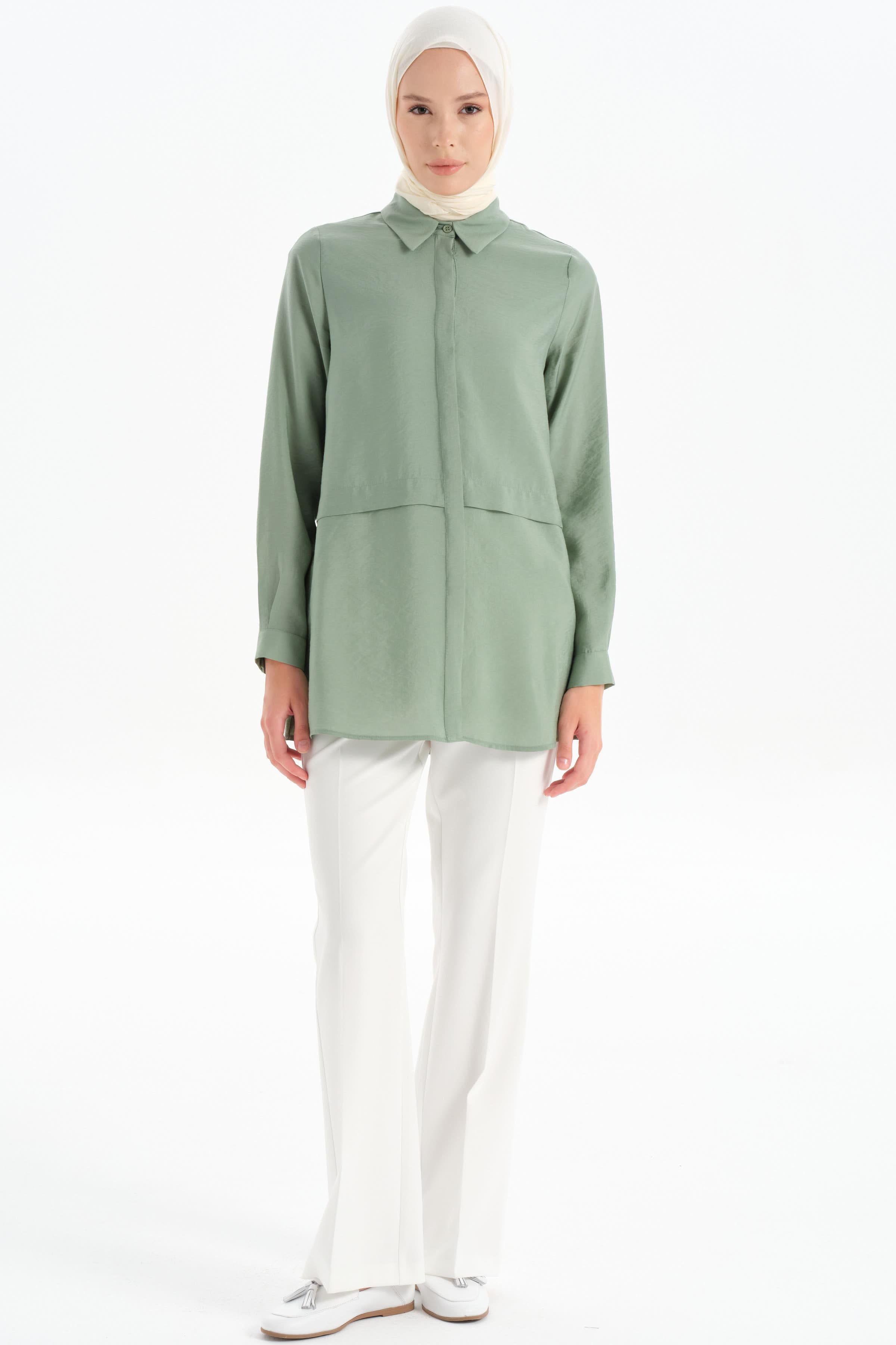 Aller Detaylı Gömlek - Mint TUGBA