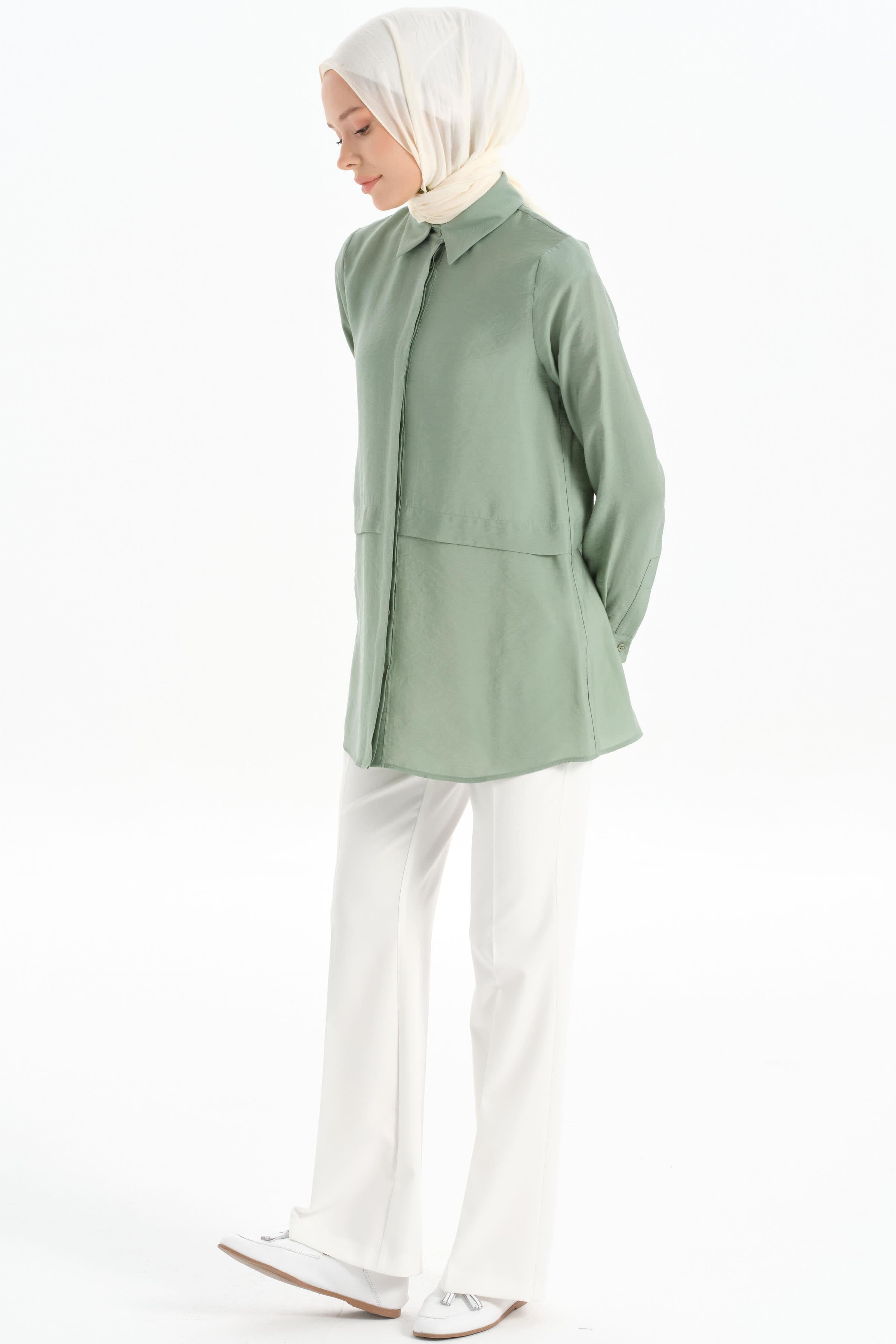 Aller Detaylı Gömlek - Mint TUGBA