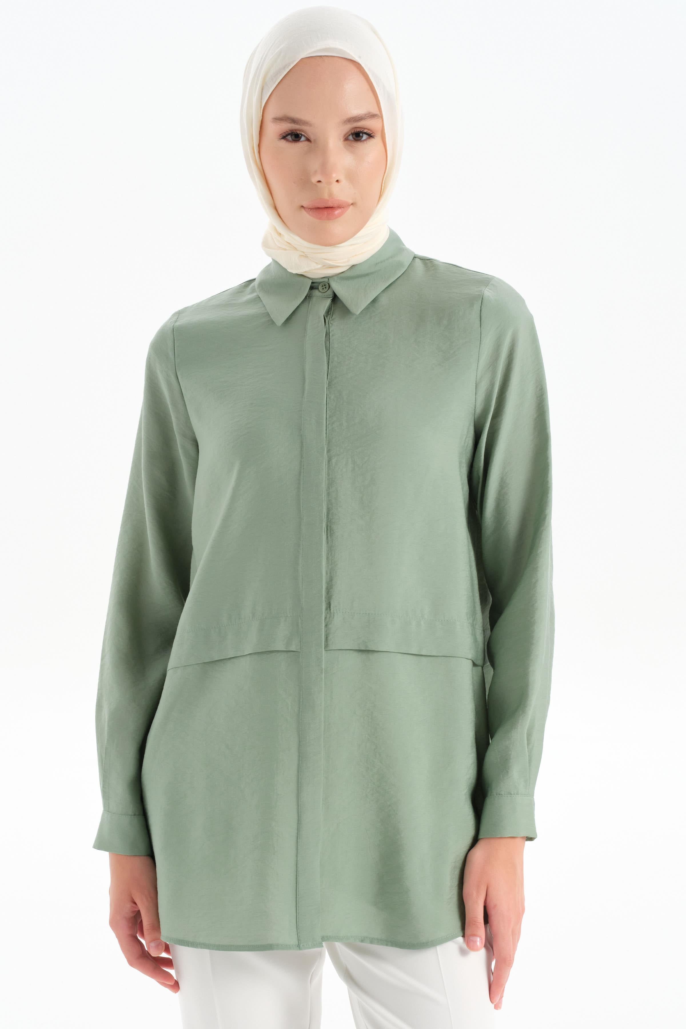 Aller Detaylı Gömlek - Mint TUGBA