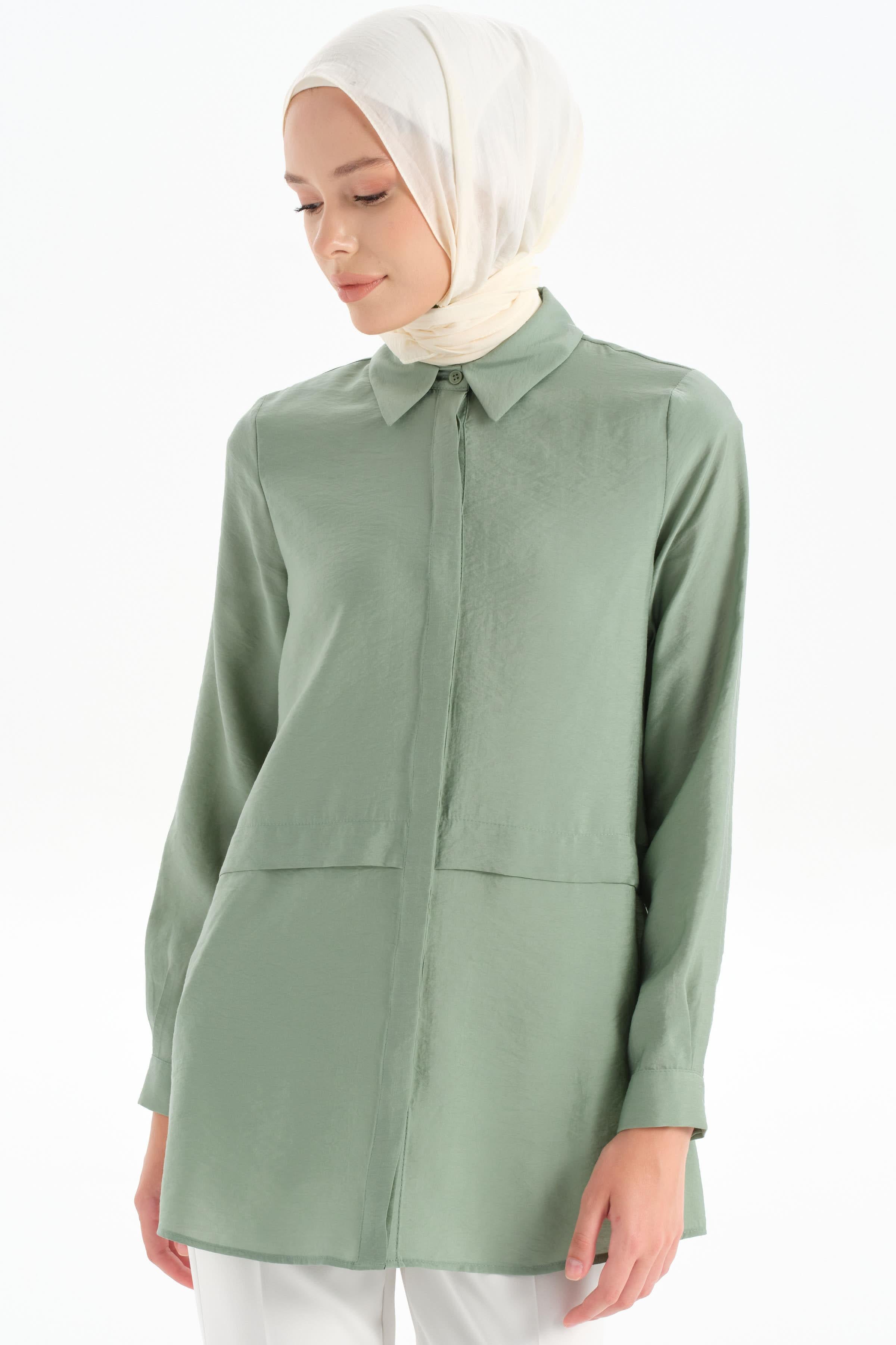 Aller Detaylı Gömlek - Mint TUGBA