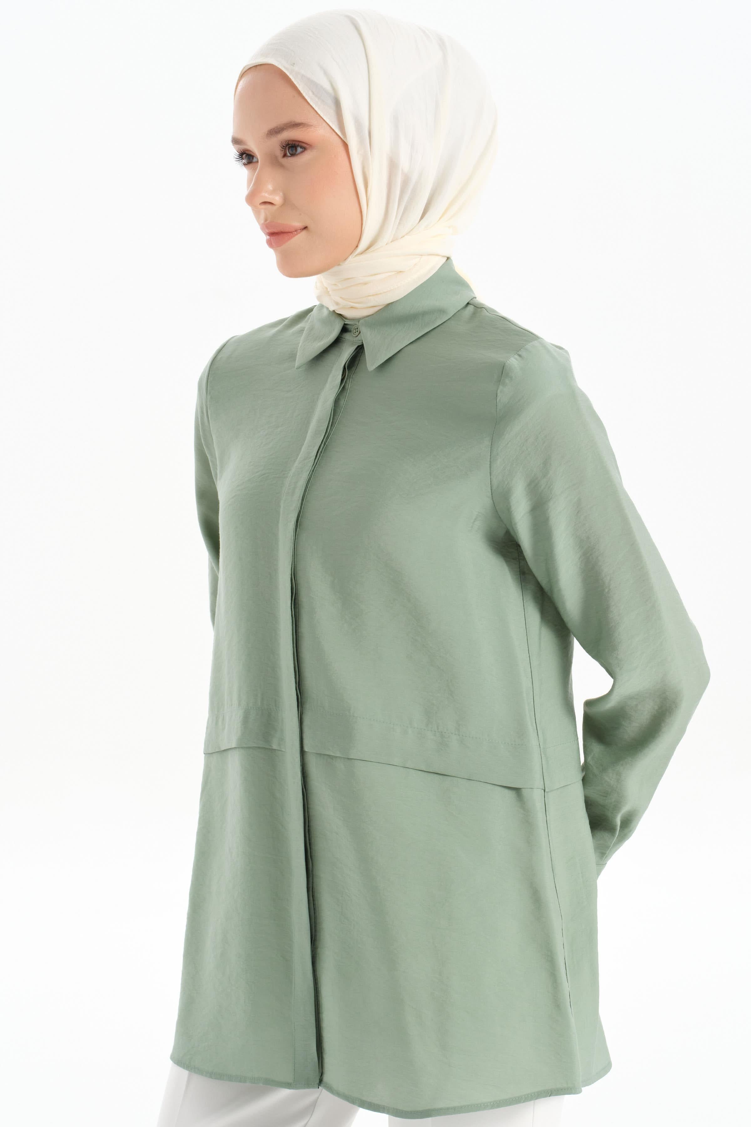 Aller Detaylı Gömlek - Mint TUGBA