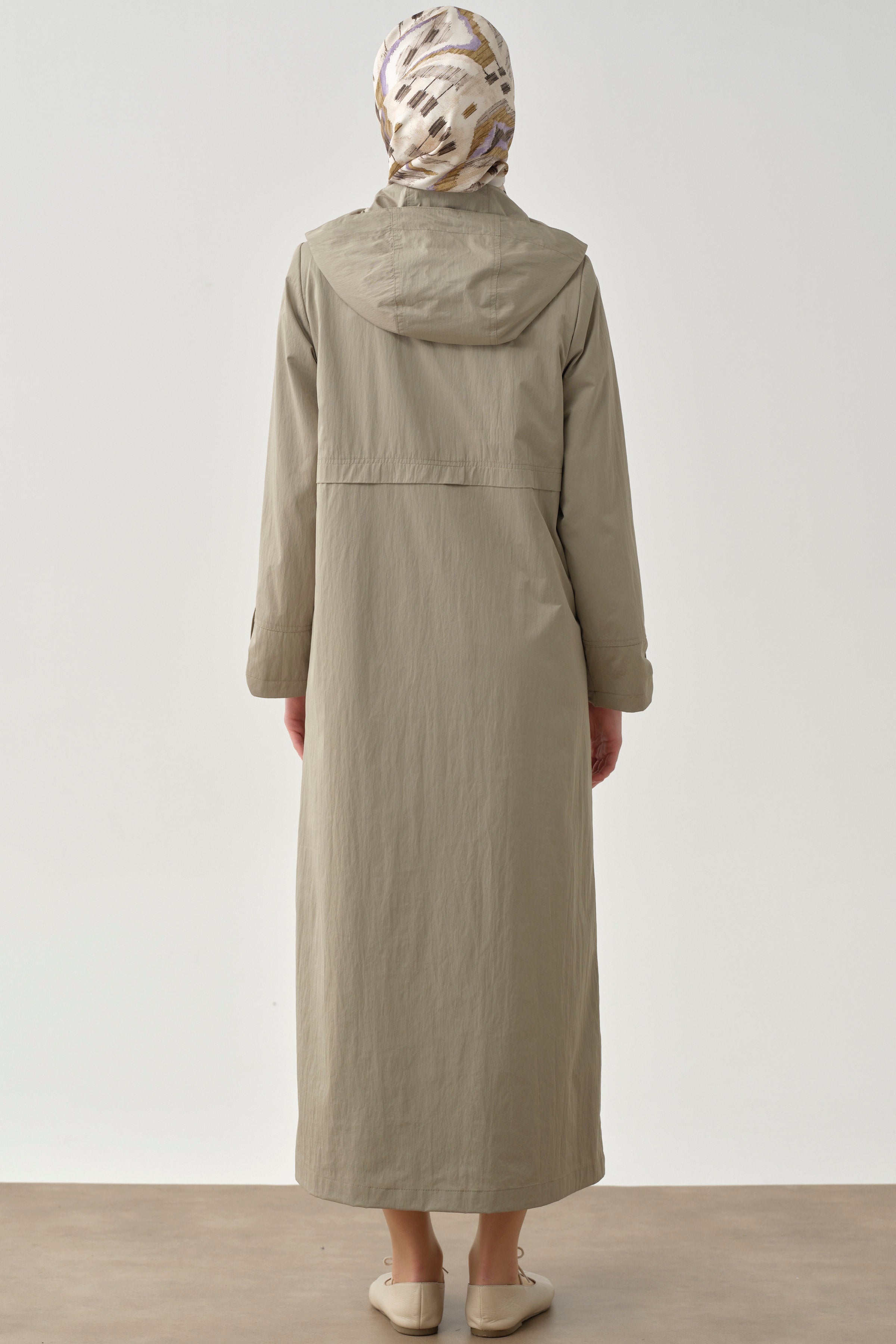 Aller Detaylı Kapüşonlu Pardesü - Mint TUGBA