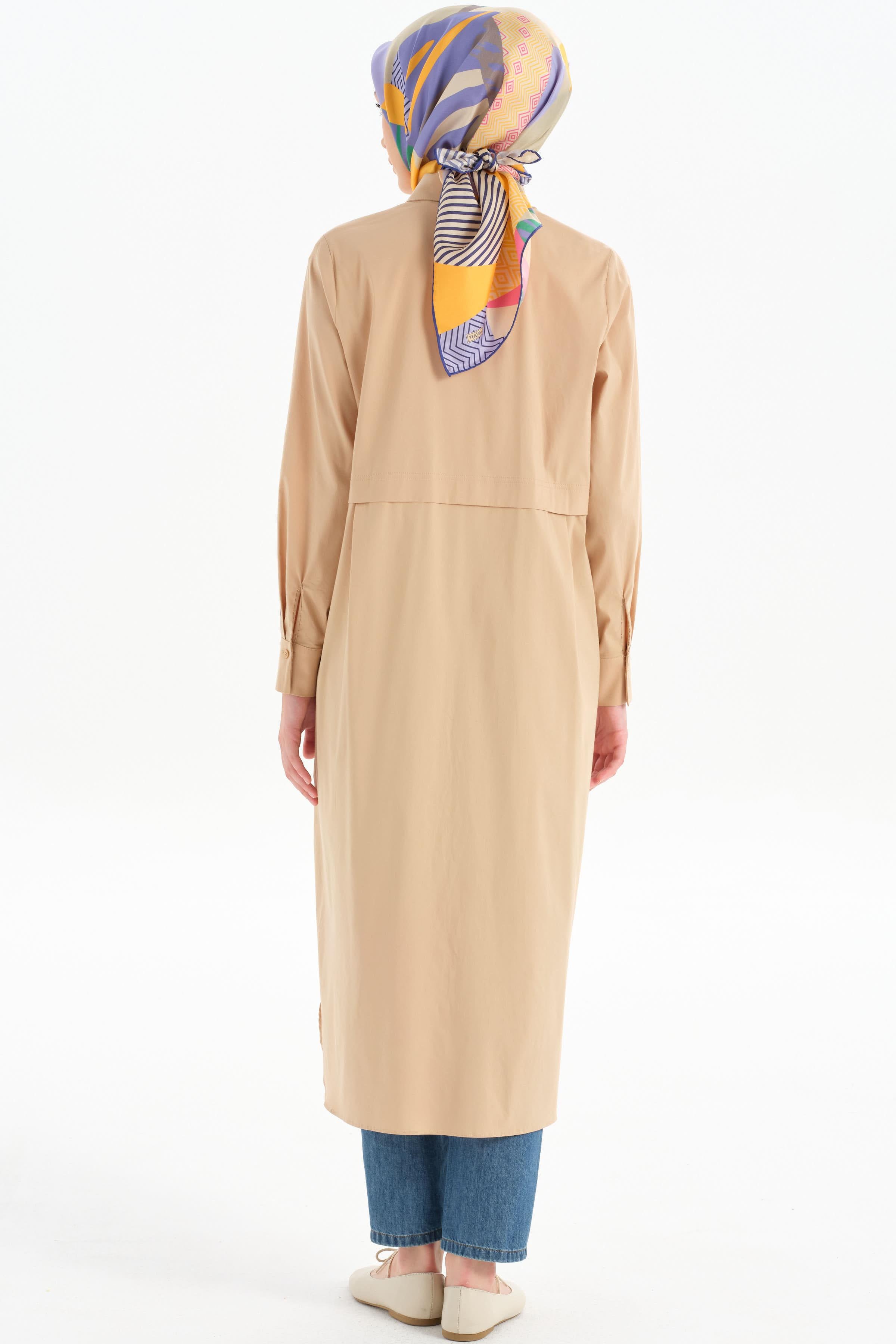 Aller Detaylı Uzun Tunik - Camel TUGBA