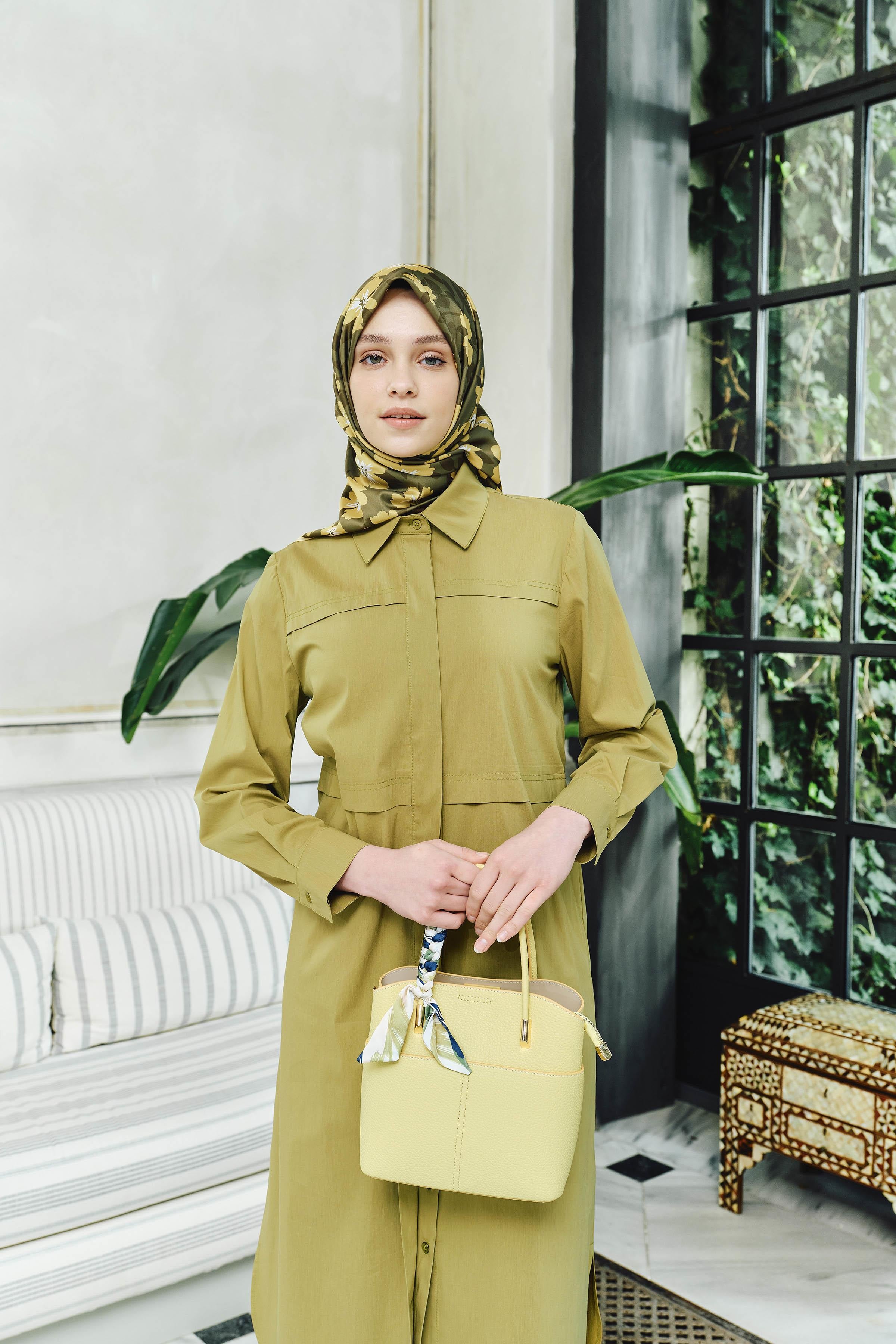 Aller Detaylı Uzun Tunik - Haki TUGBA