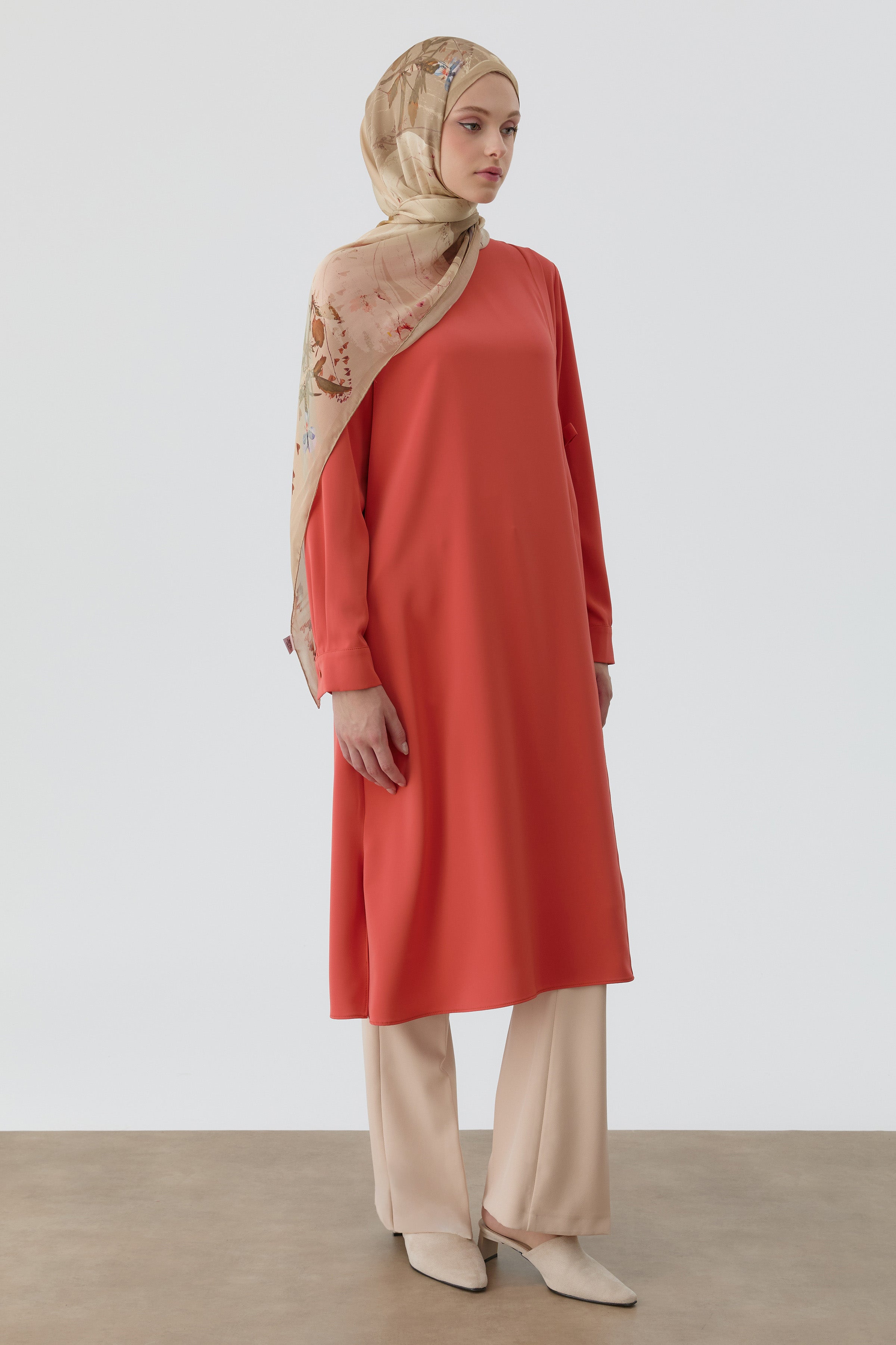 Aller Detaylı Yan Bağlamalı Tunik - Kiremit TUGBA