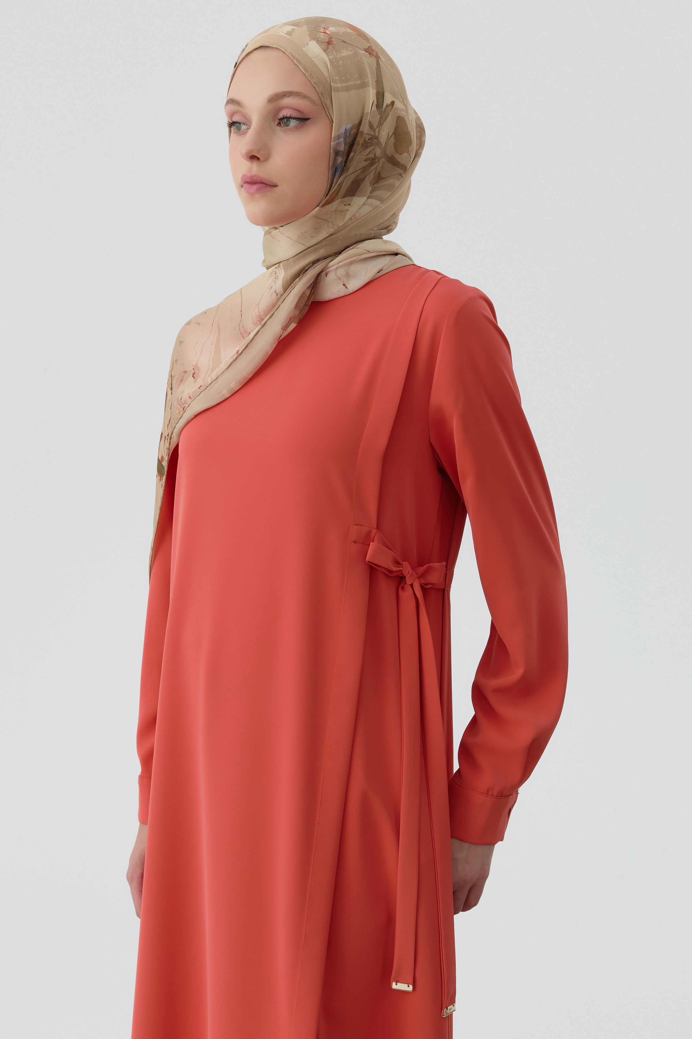 Aller Detaylı Yan Bağlamalı Tunik - Kiremit TUGBA