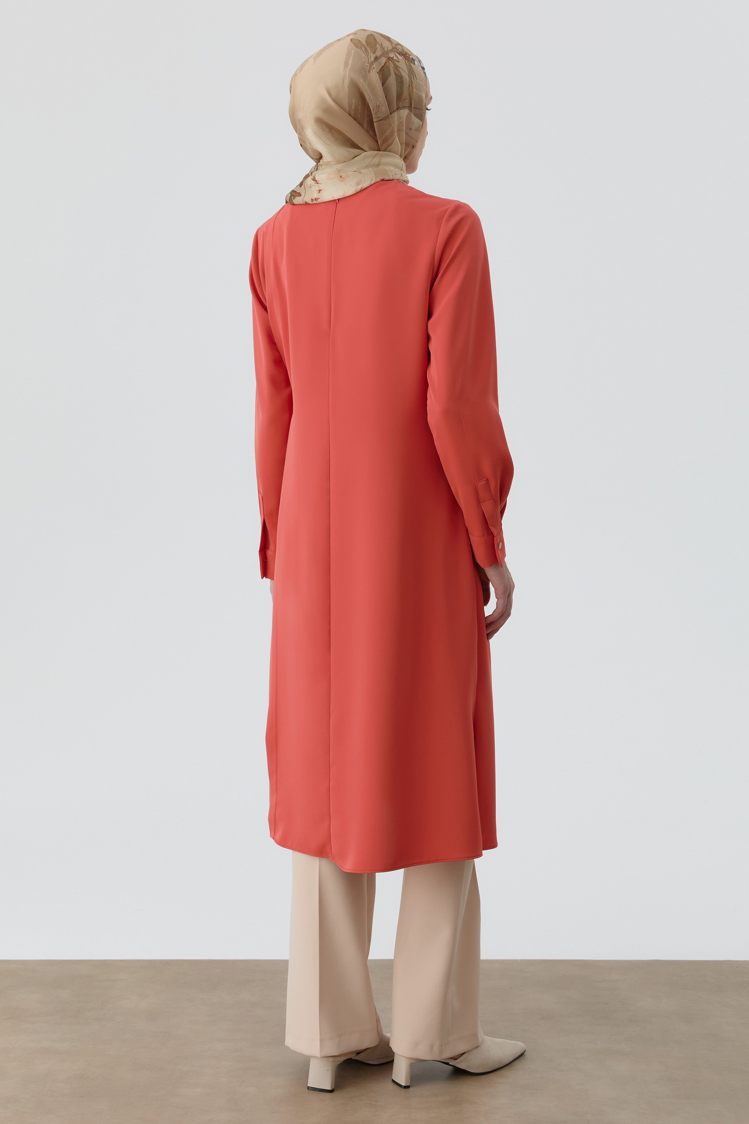 Aller Detaylı Yan Bağlamalı Tunik - Kiremit TUGBA