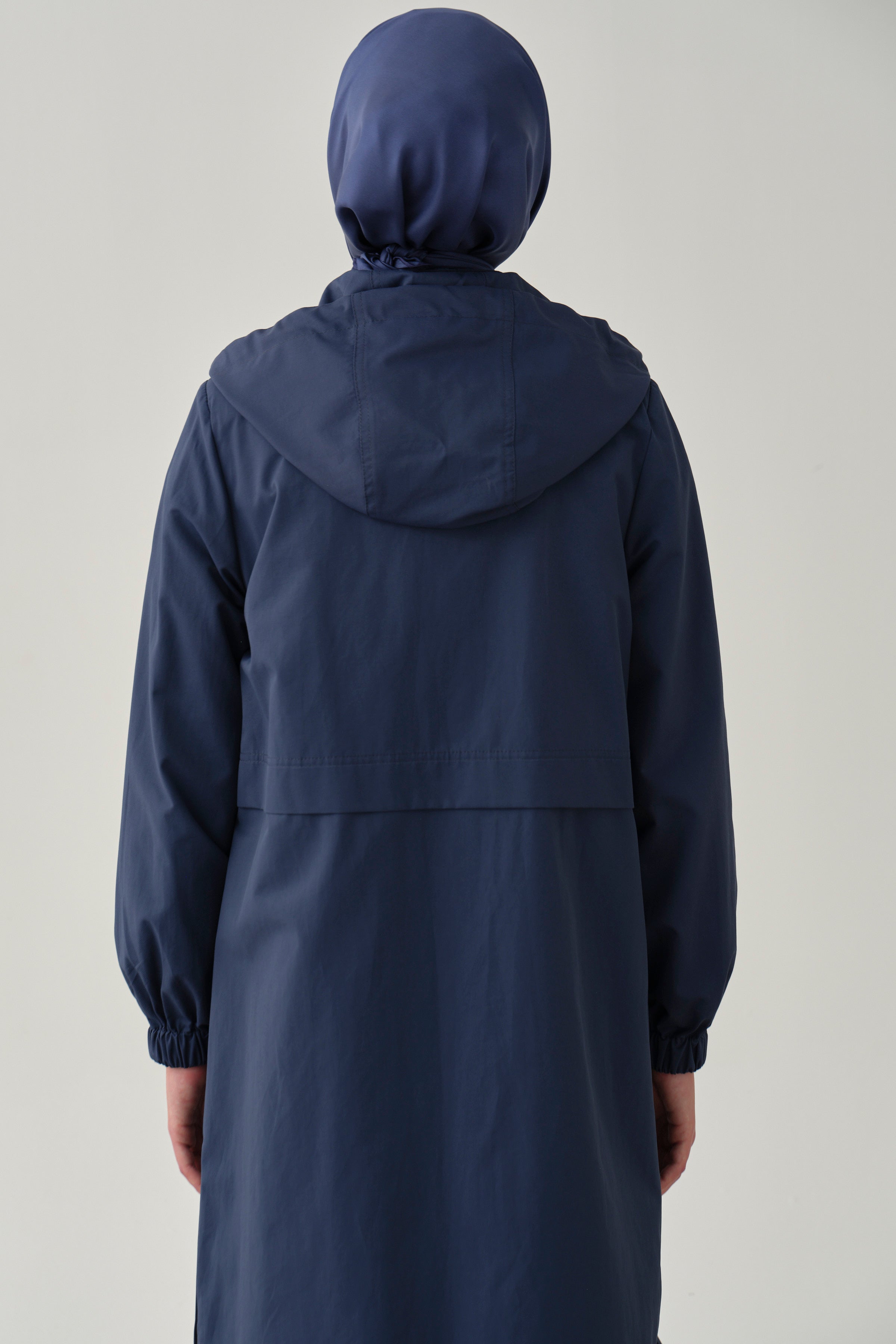 Aller Detaylı Yırtmaçlı Parka - İndigo TUGBA