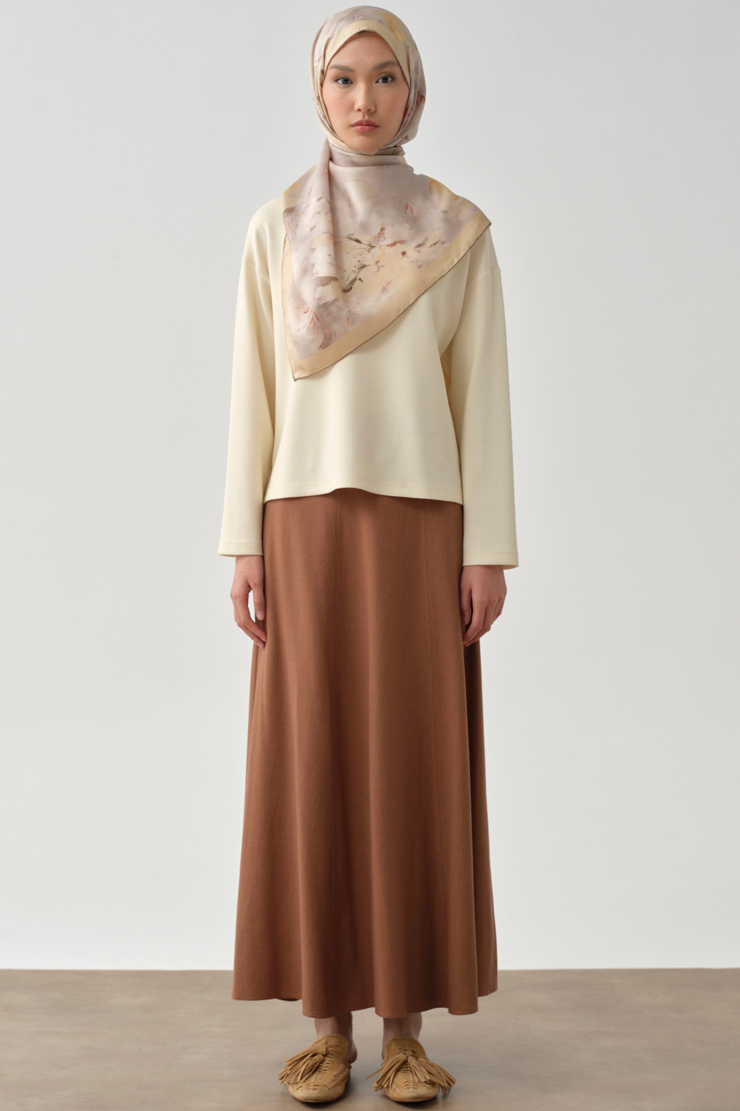 Altı Parçalı Dikiş Detaylı Etek - Toprak TUGBA