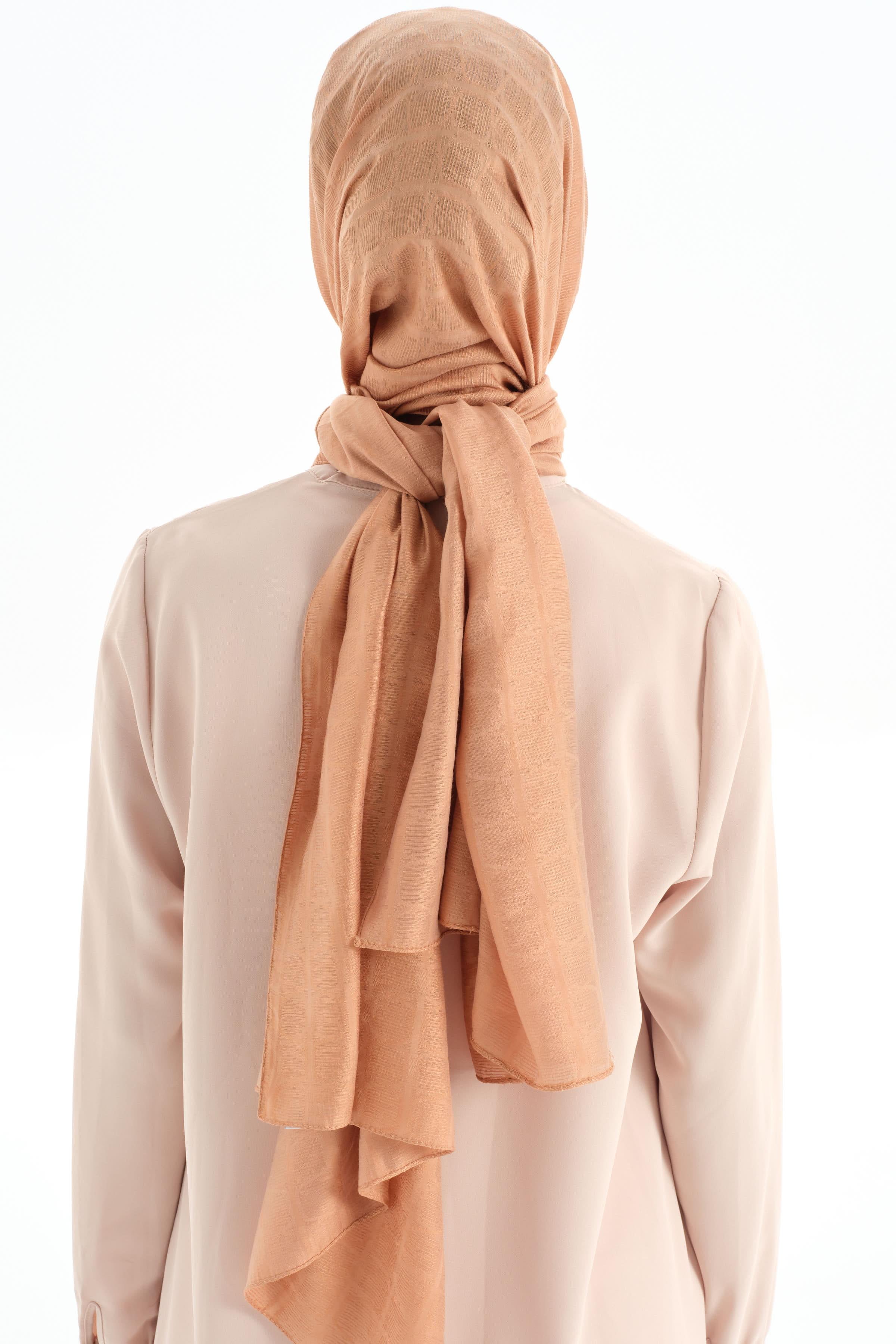 Altıgen Desen Viskon Şal - Açık Kahve TUGBA