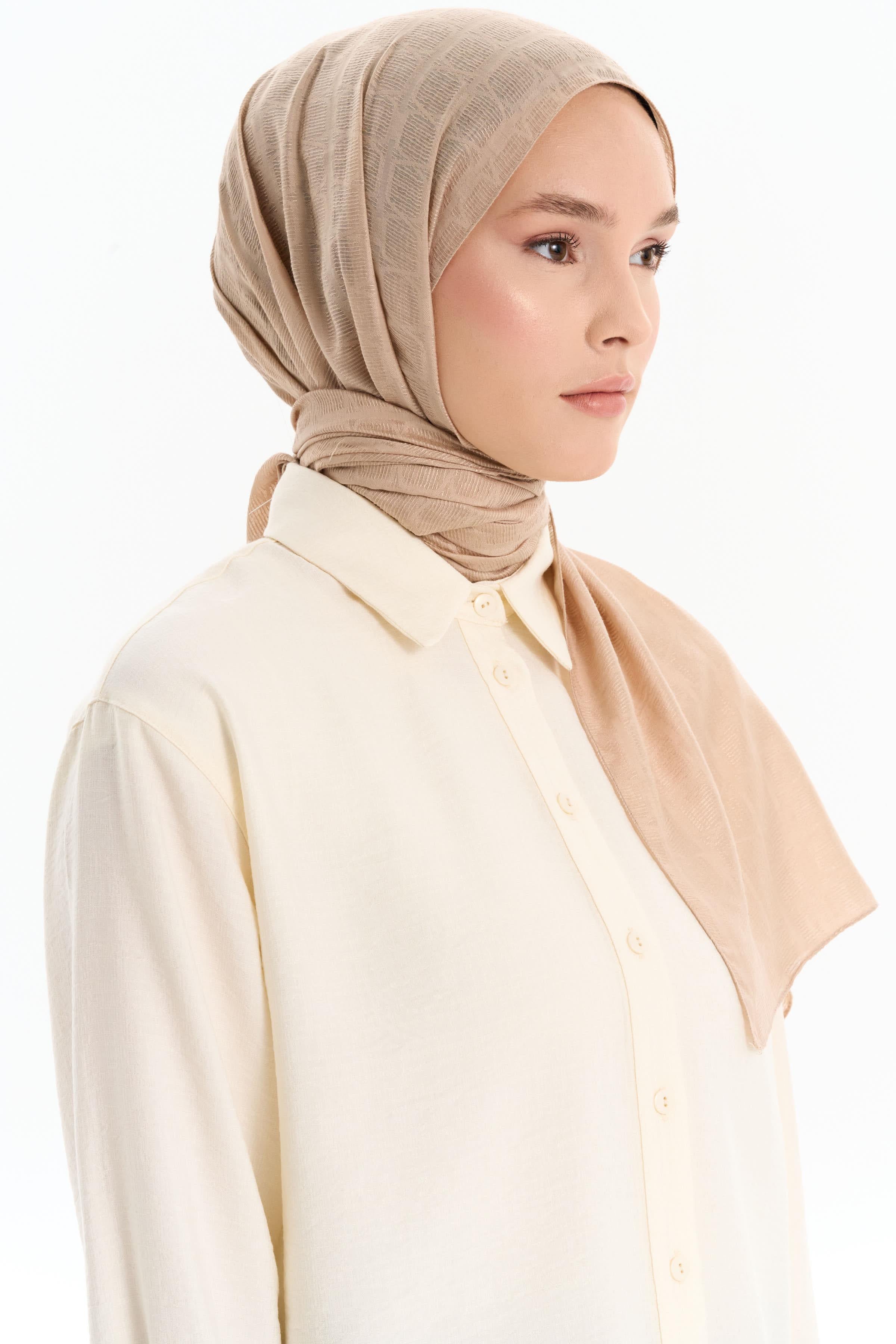 Altıgen Desen Viskon Şal - Bej TUGBA