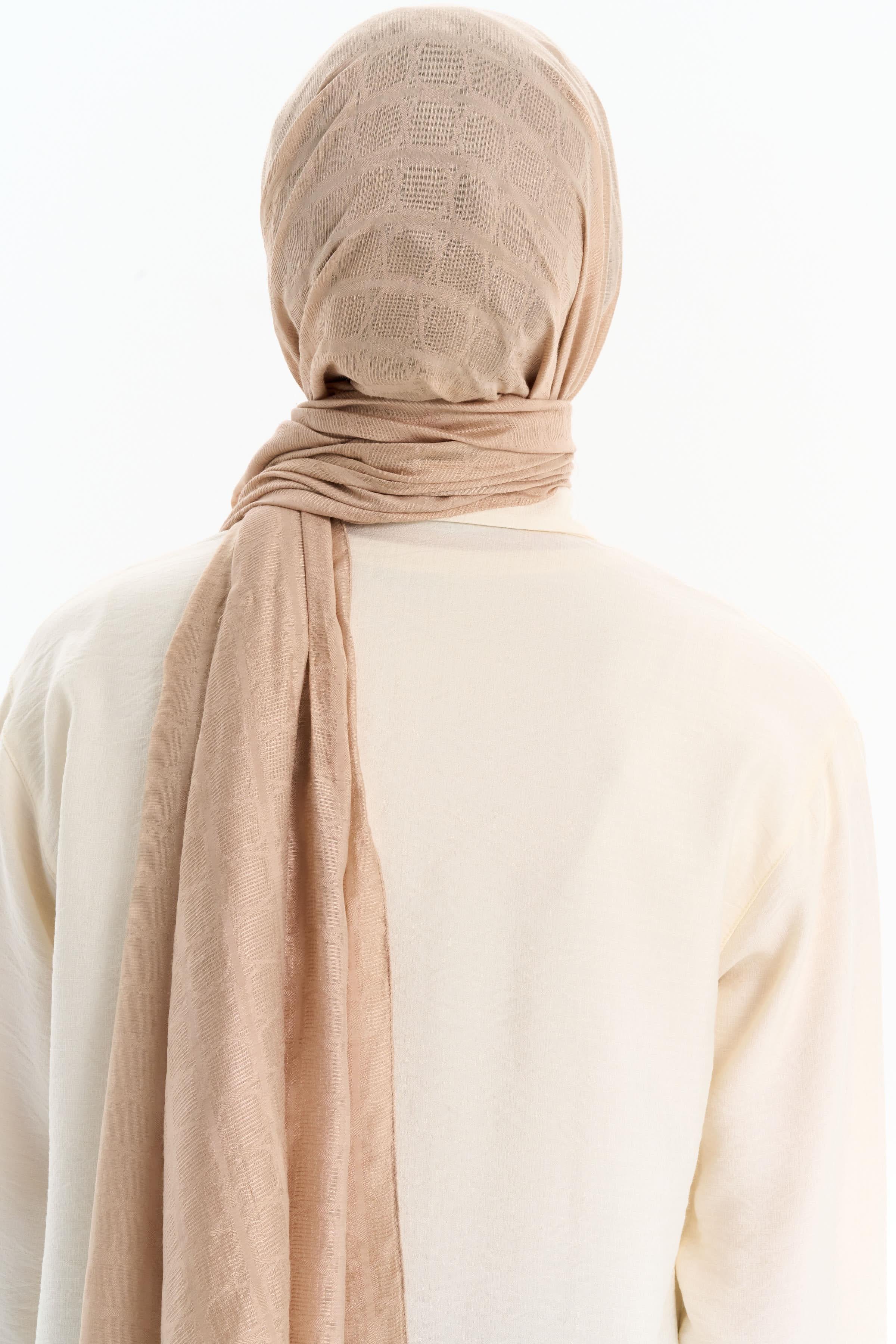 Altıgen Desen Viskon Şal - Bej TUGBA