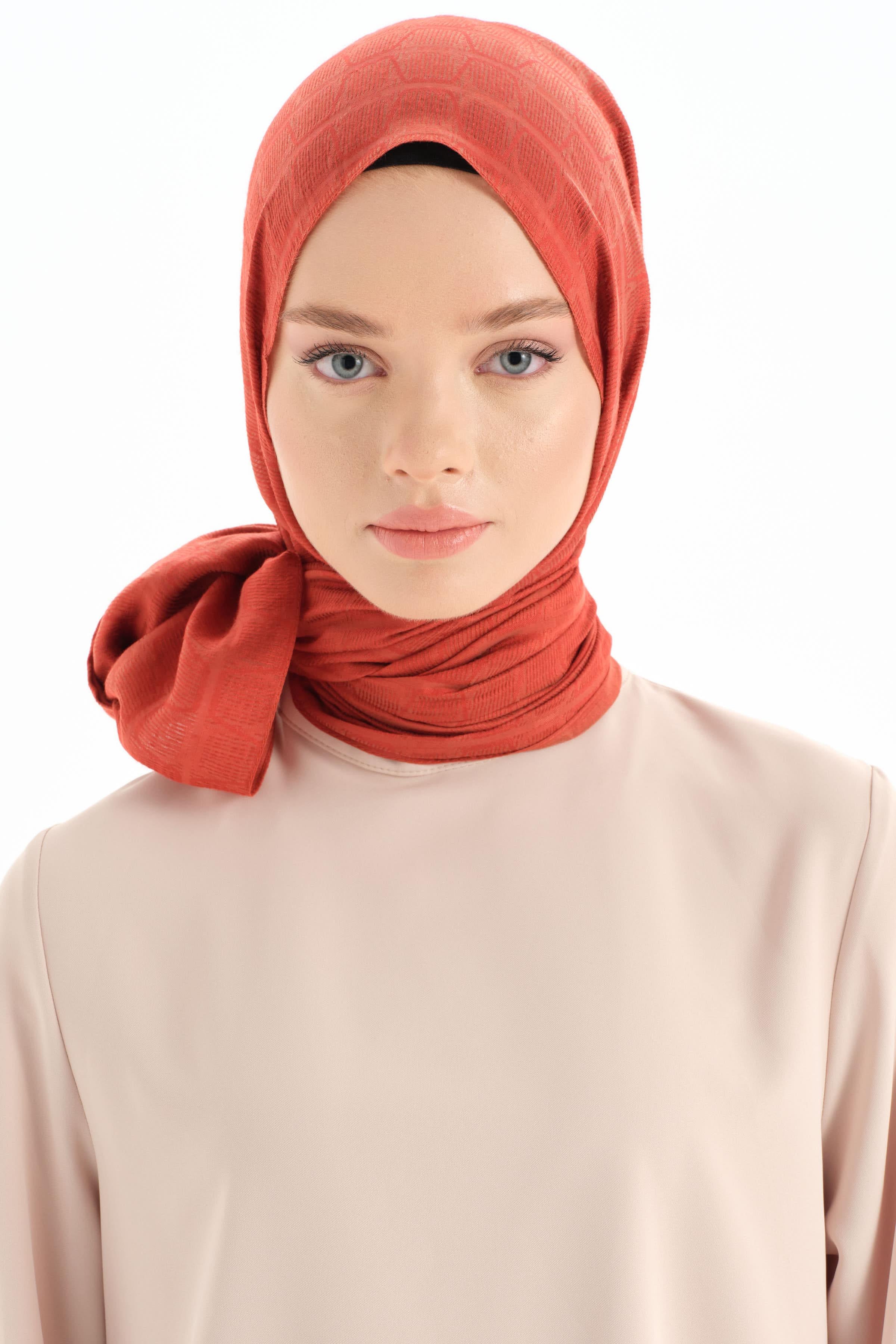 Altıgen Desen Viskon Şal - Fındık TUGBA