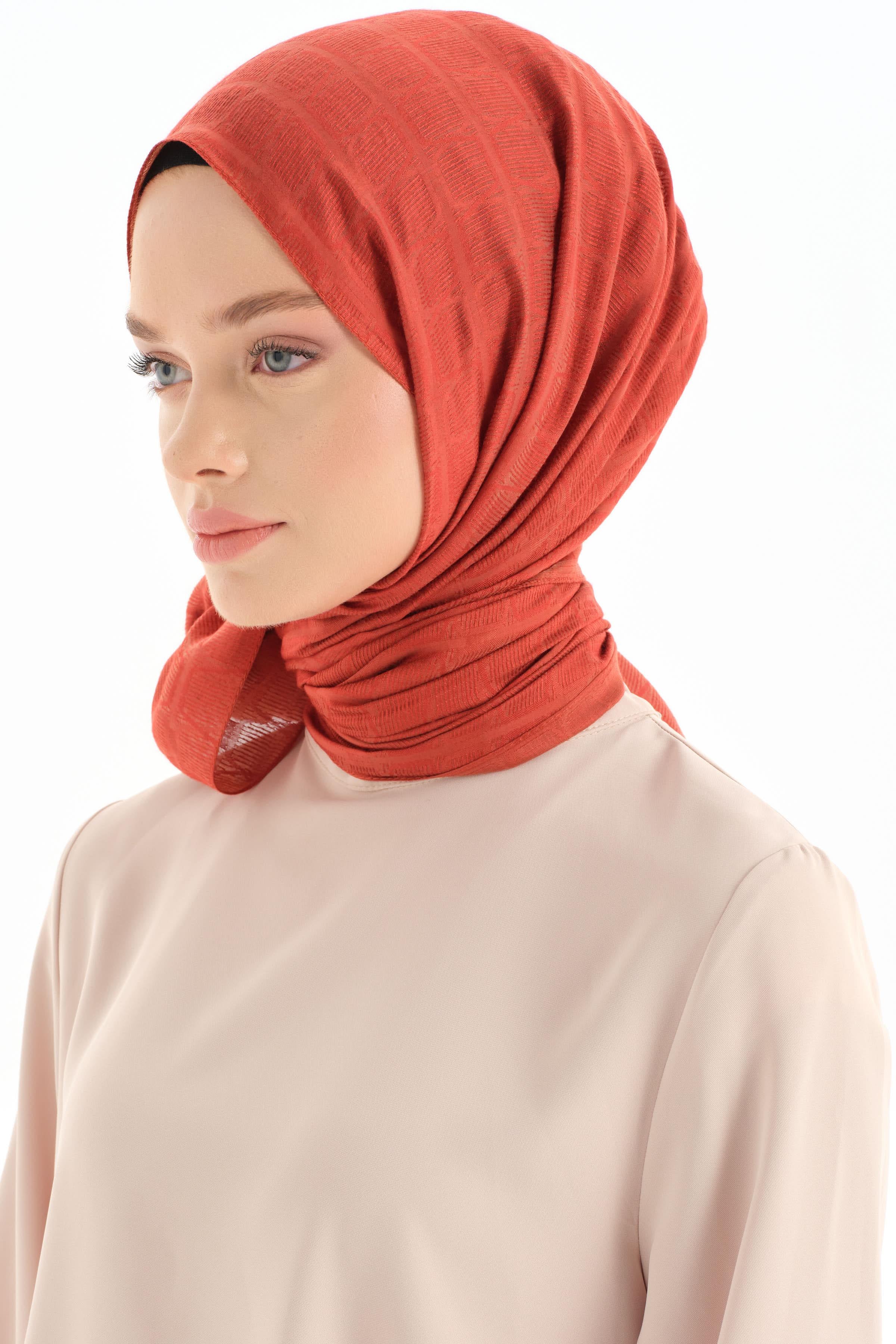 Altıgen Desen Viskon Şal - Fındık TUGBA