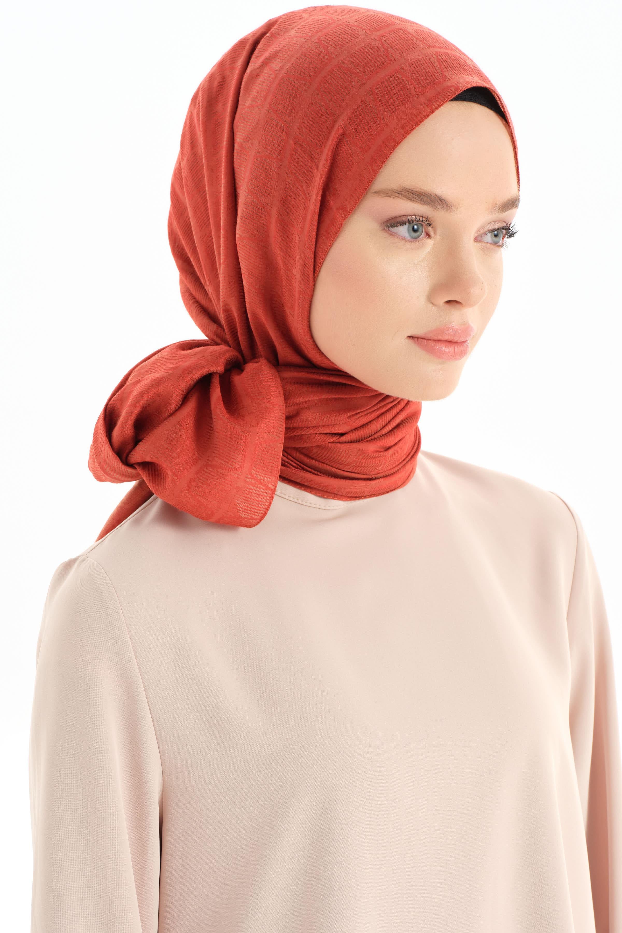 Altıgen Desen Viskon Şal - Fındık TUGBA