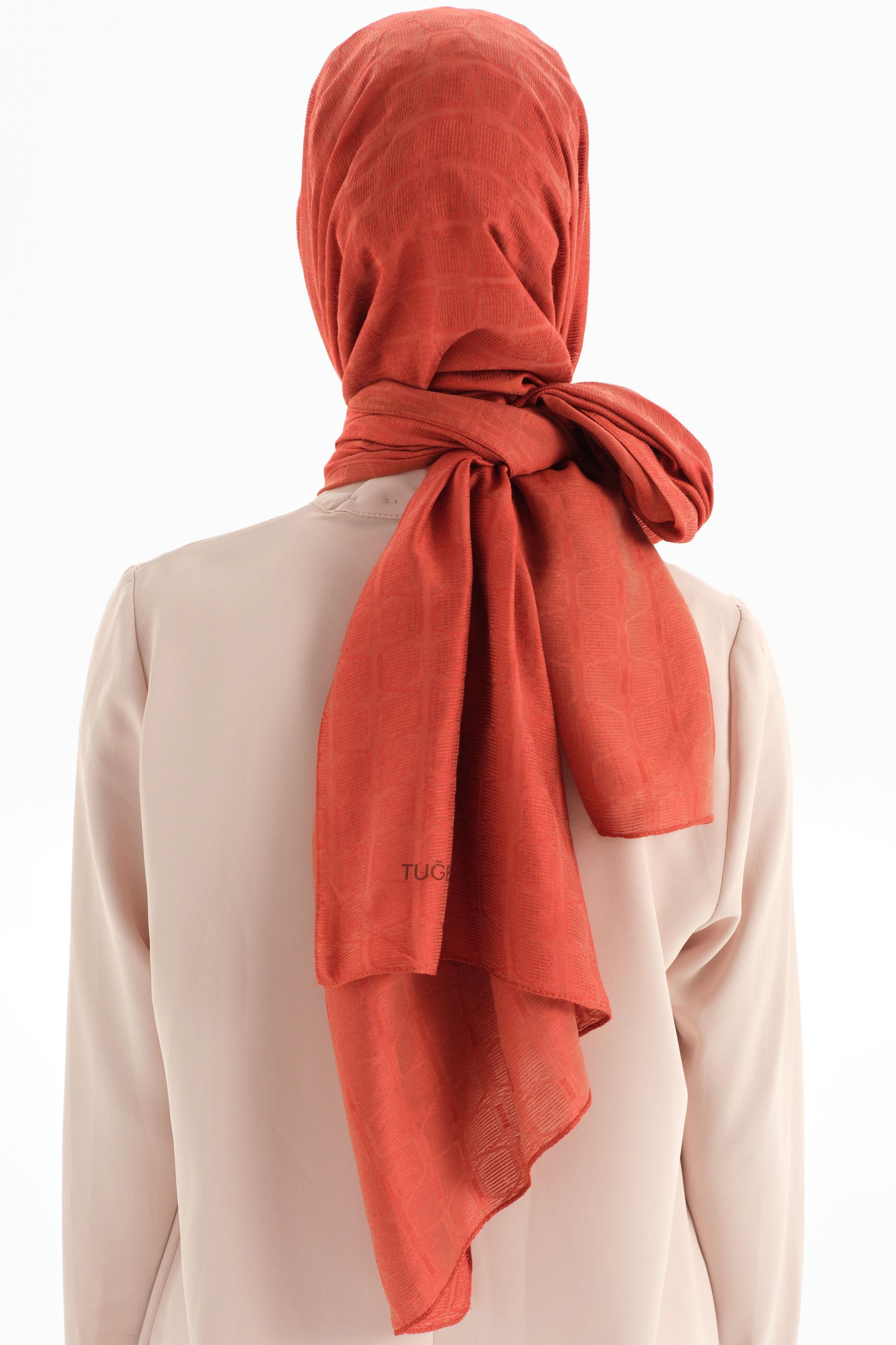 Altıgen Desen Viskon Şal - Fındık TUGBA