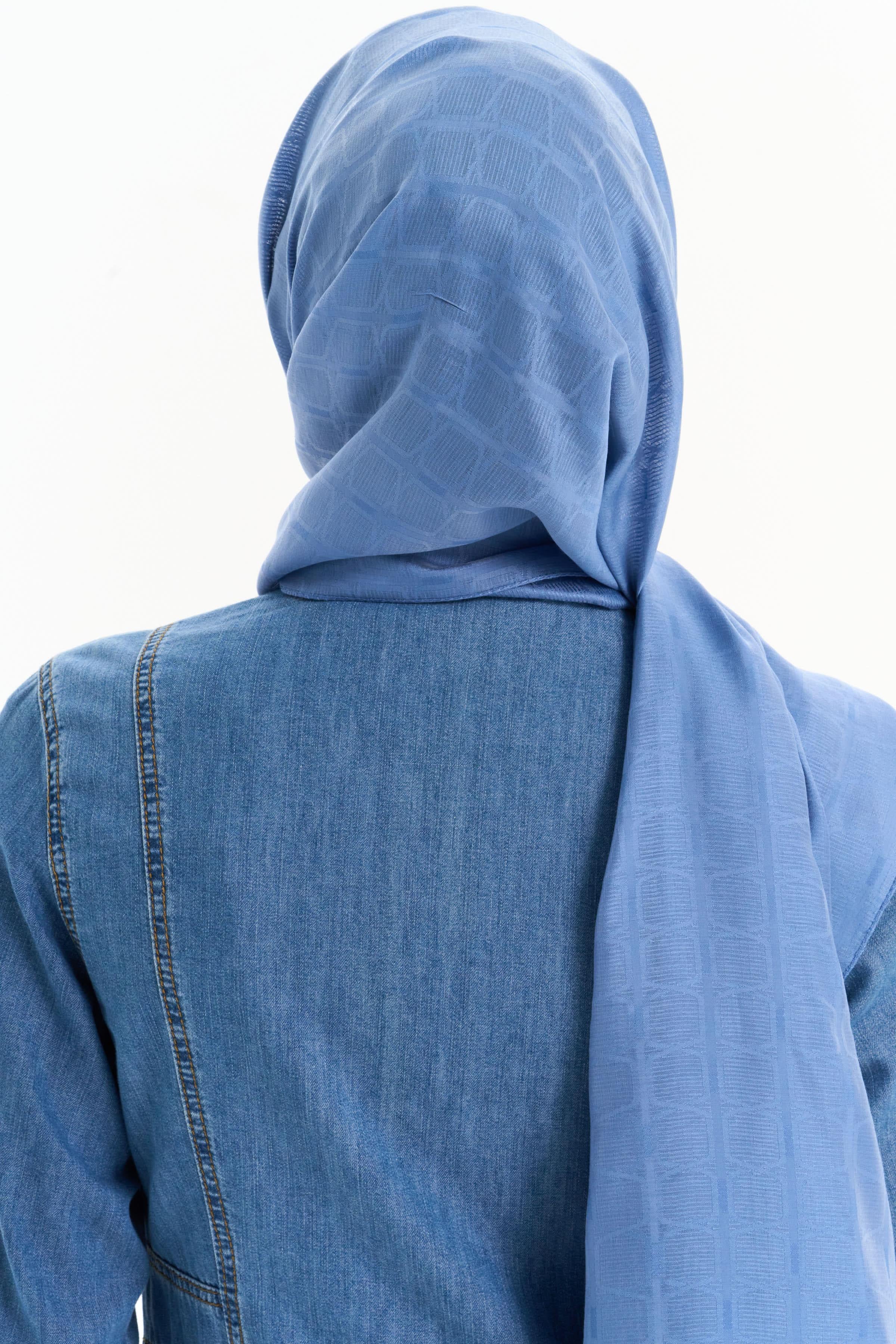 Altıgen Desen Viskon Şal - İndigo TUGBA