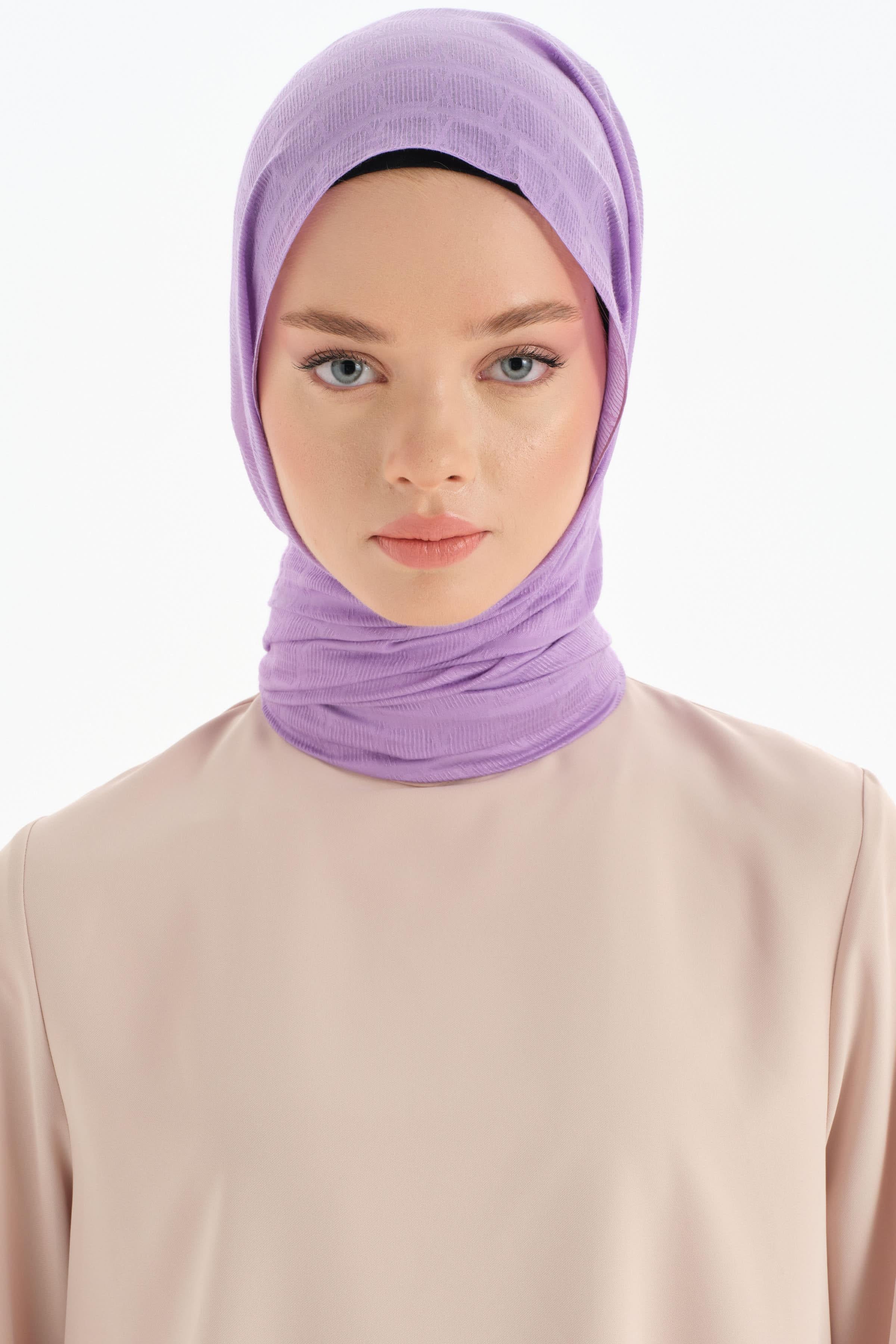 Altıgen Desen Viskon Şal - Lila TUĞBA