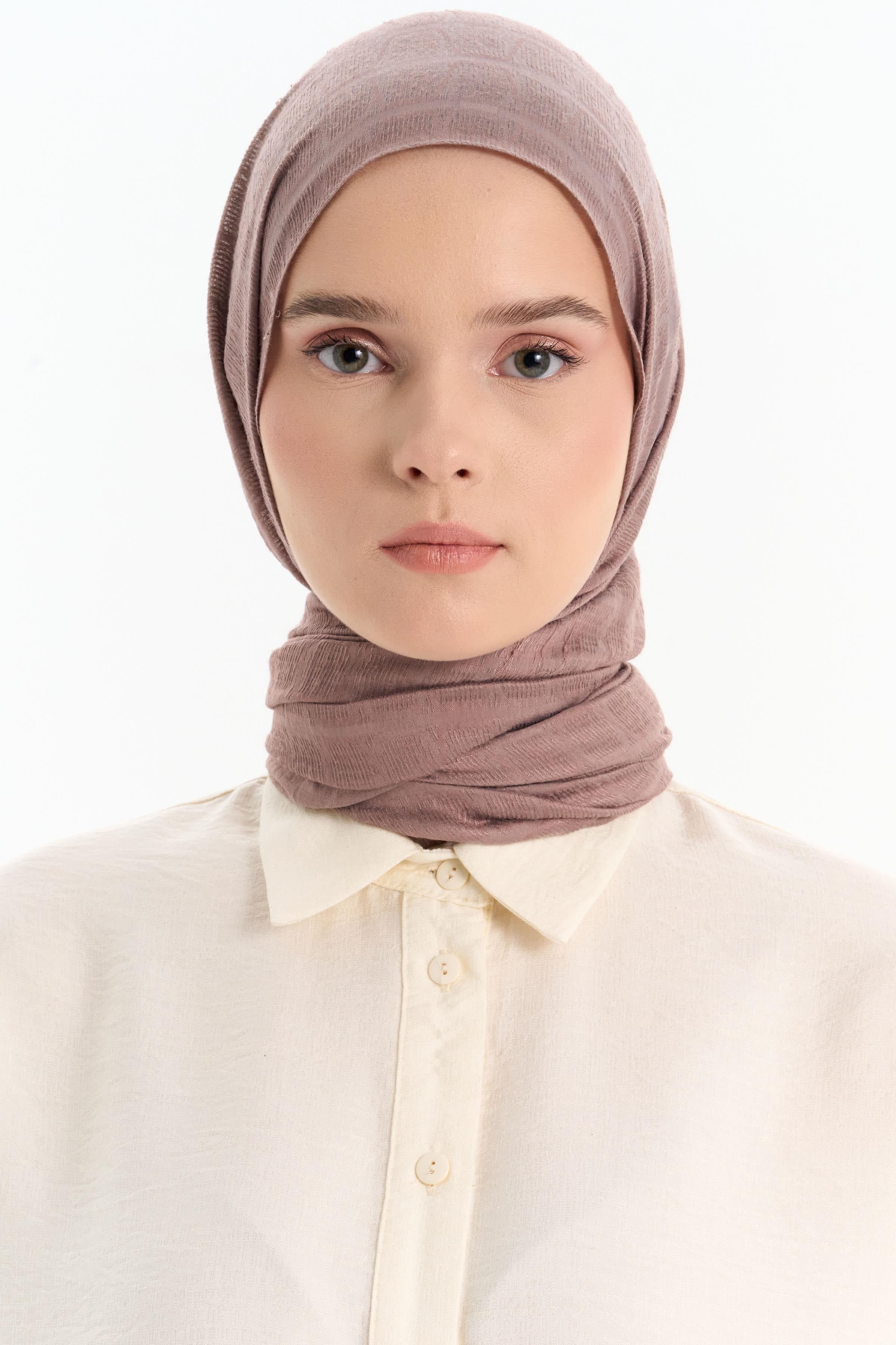 Altıgen Desen Viskon Şal - Vizon TUGBA