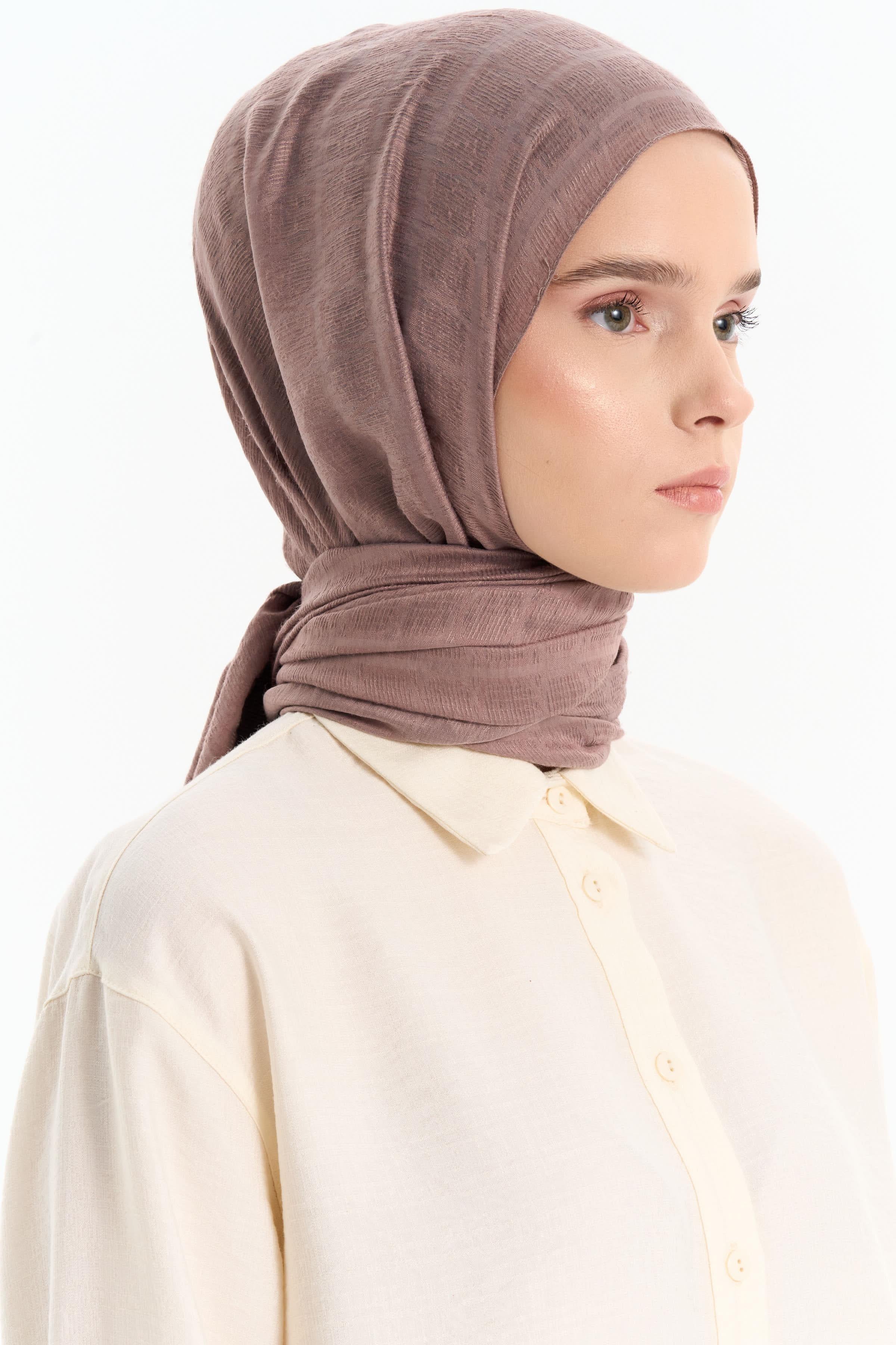 Altıgen Desen Viskon Şal - Vizon TUGBA