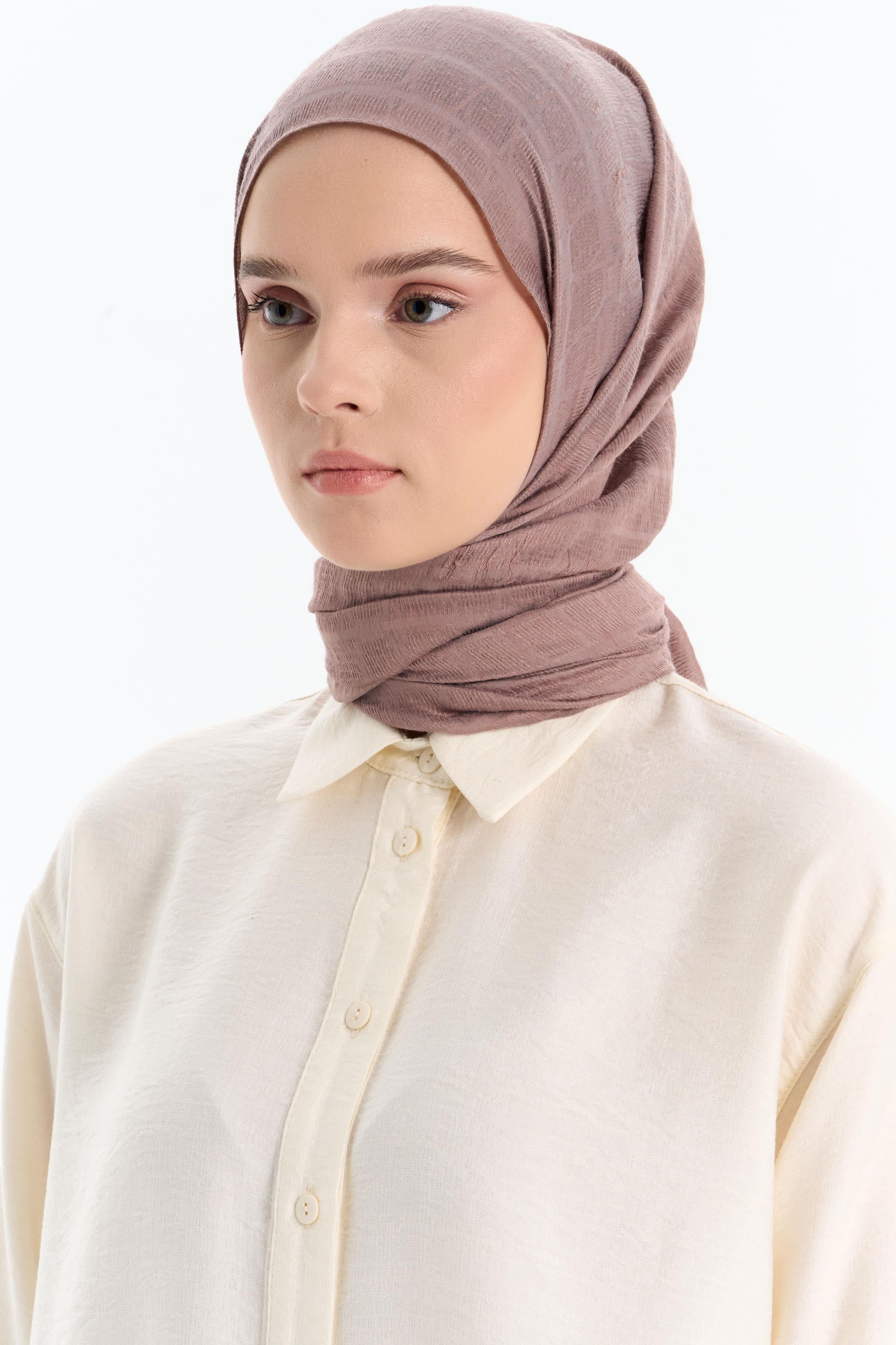 Altıgen Desen Viskon Şal - Vizon TUGBA