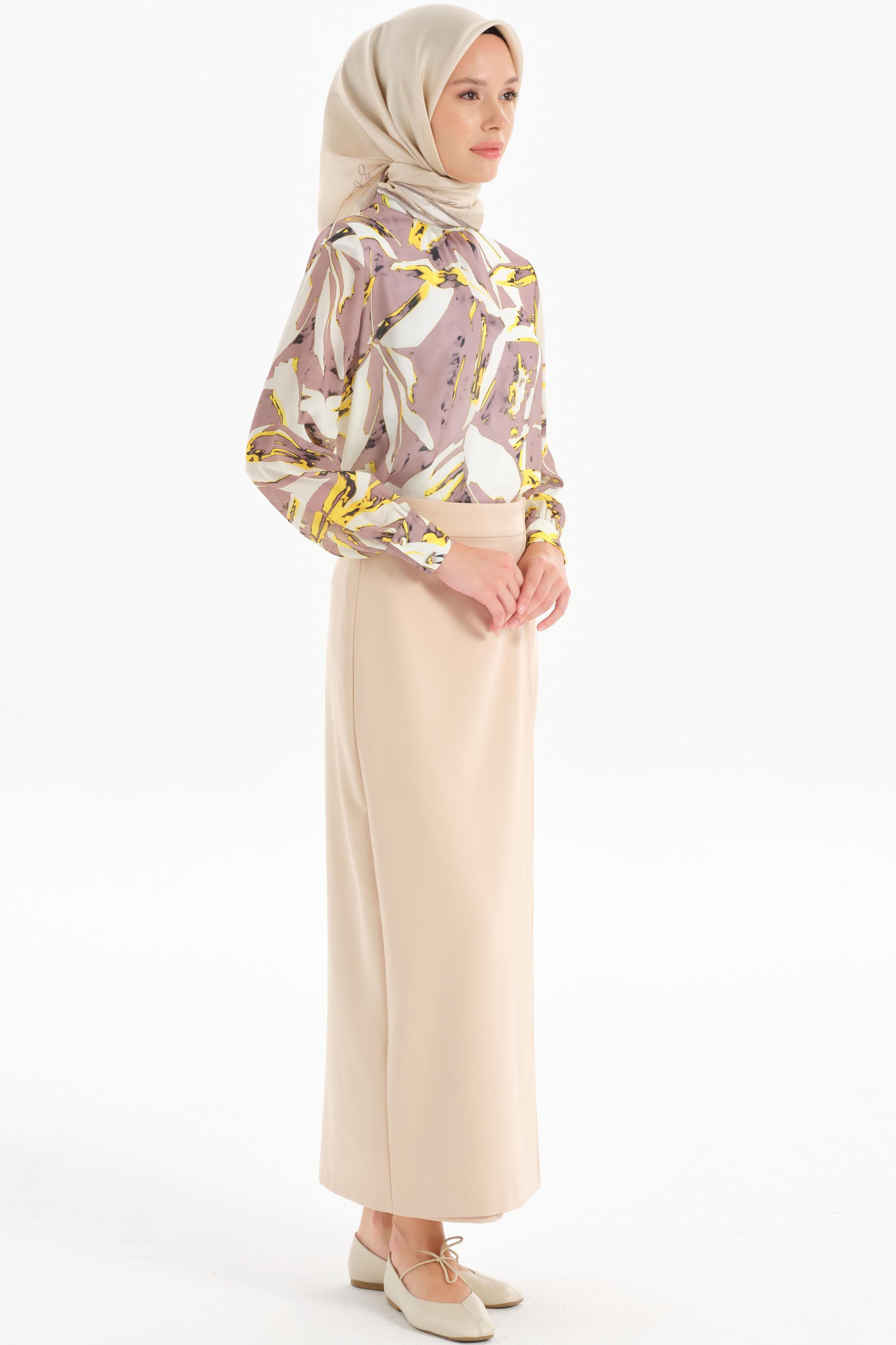 Anvelop Detaylı Kalem Etek - Bej TUGBA