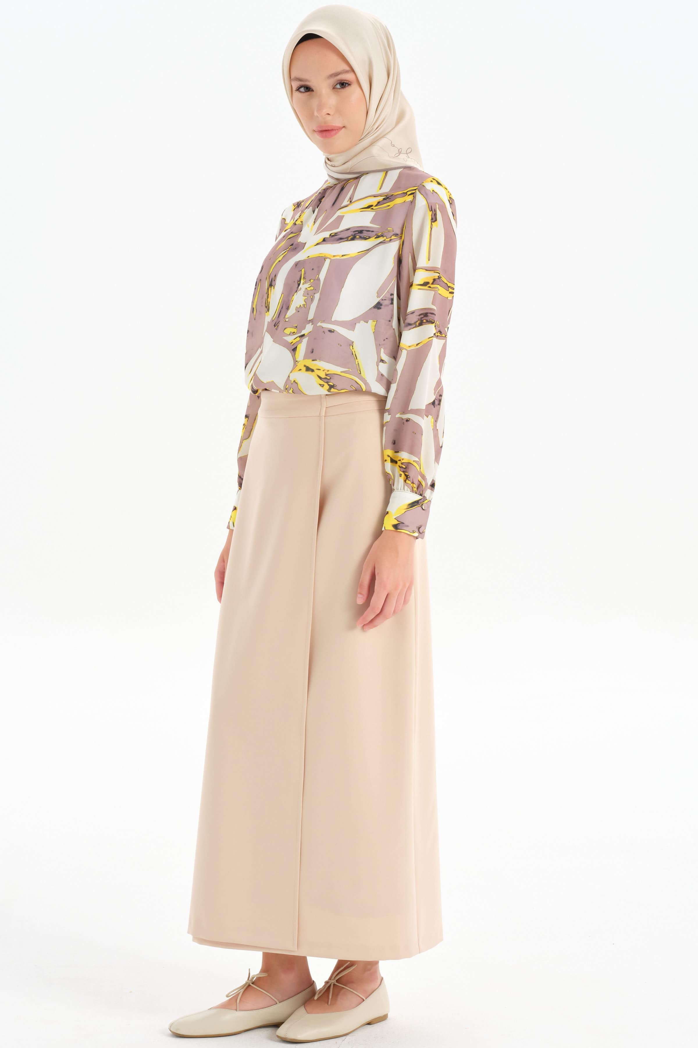 Anvelop Detaylı Kalem Etek - Bej TUGBA