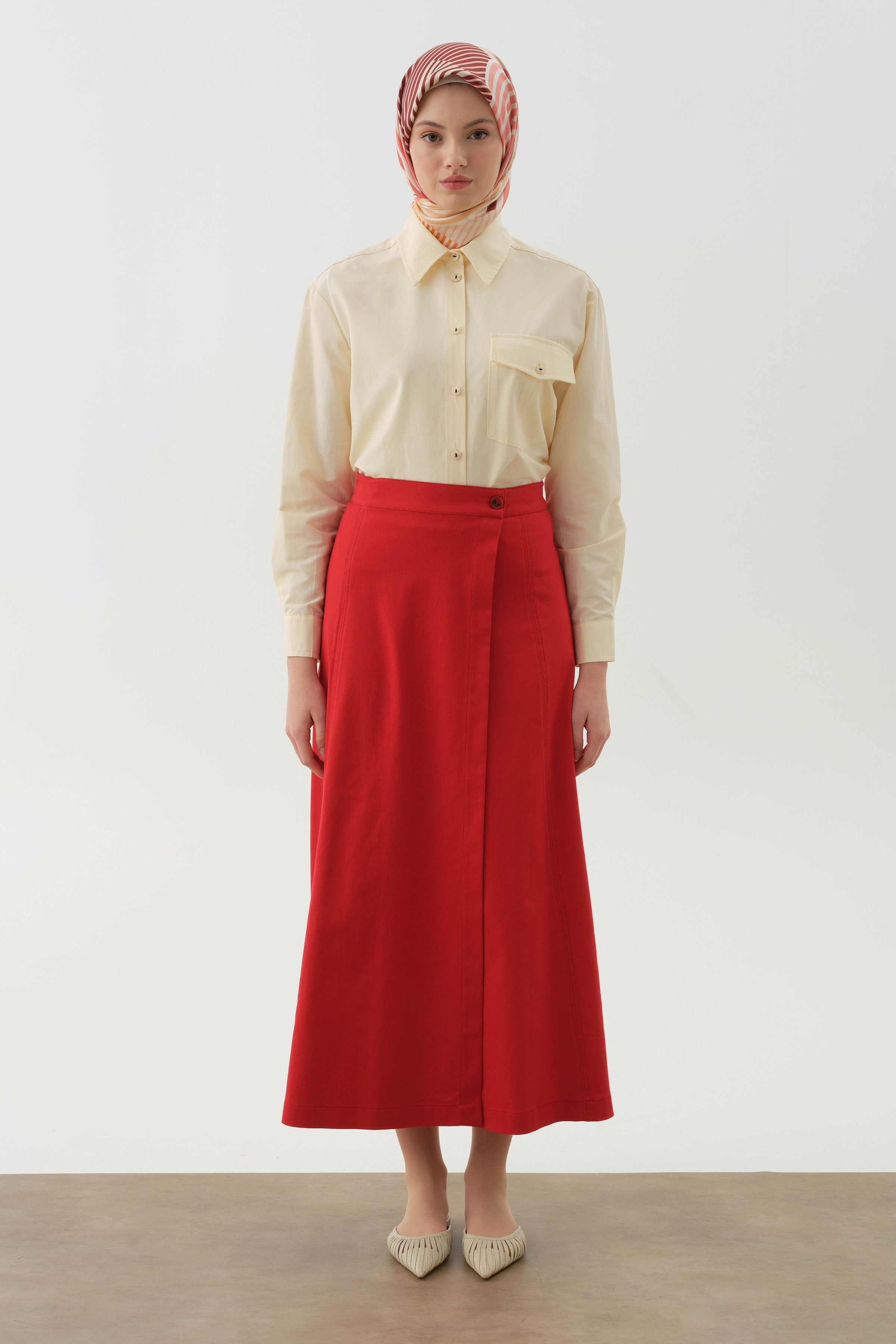 Anvelop Kapamalı Parçalı Etek - Mercan TUGBA