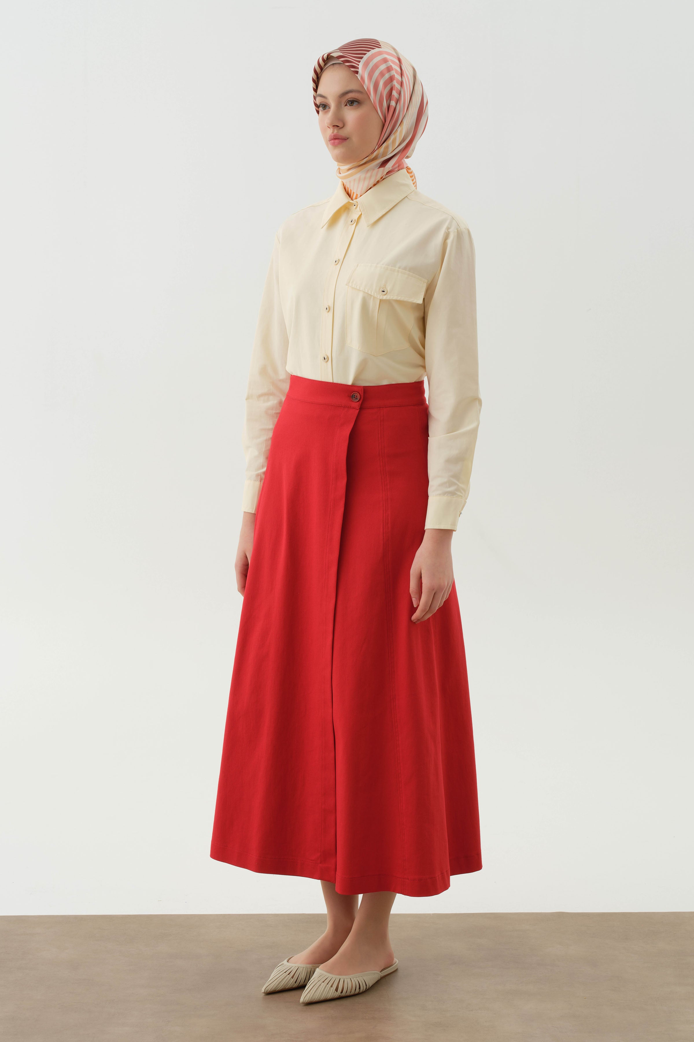 Anvelop Kapamalı Parçalı Etek - Mercan TUGBA