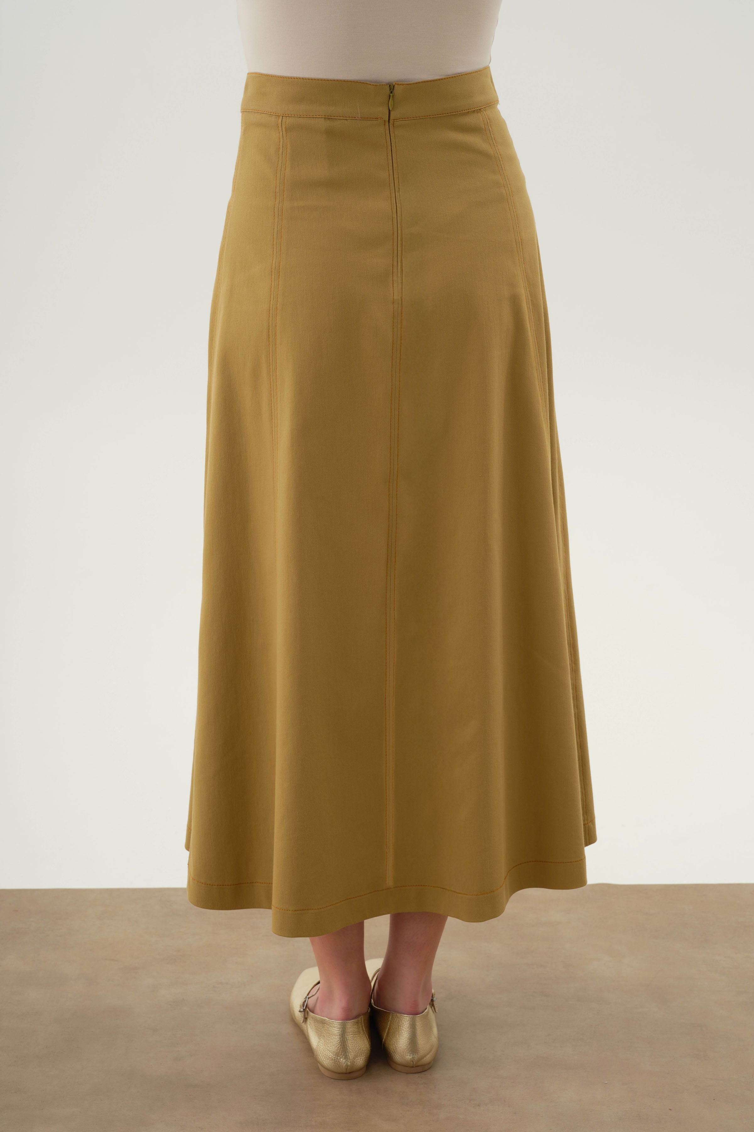 Anvelop Kapamalı Parçalı Etek - Olive TUGBA