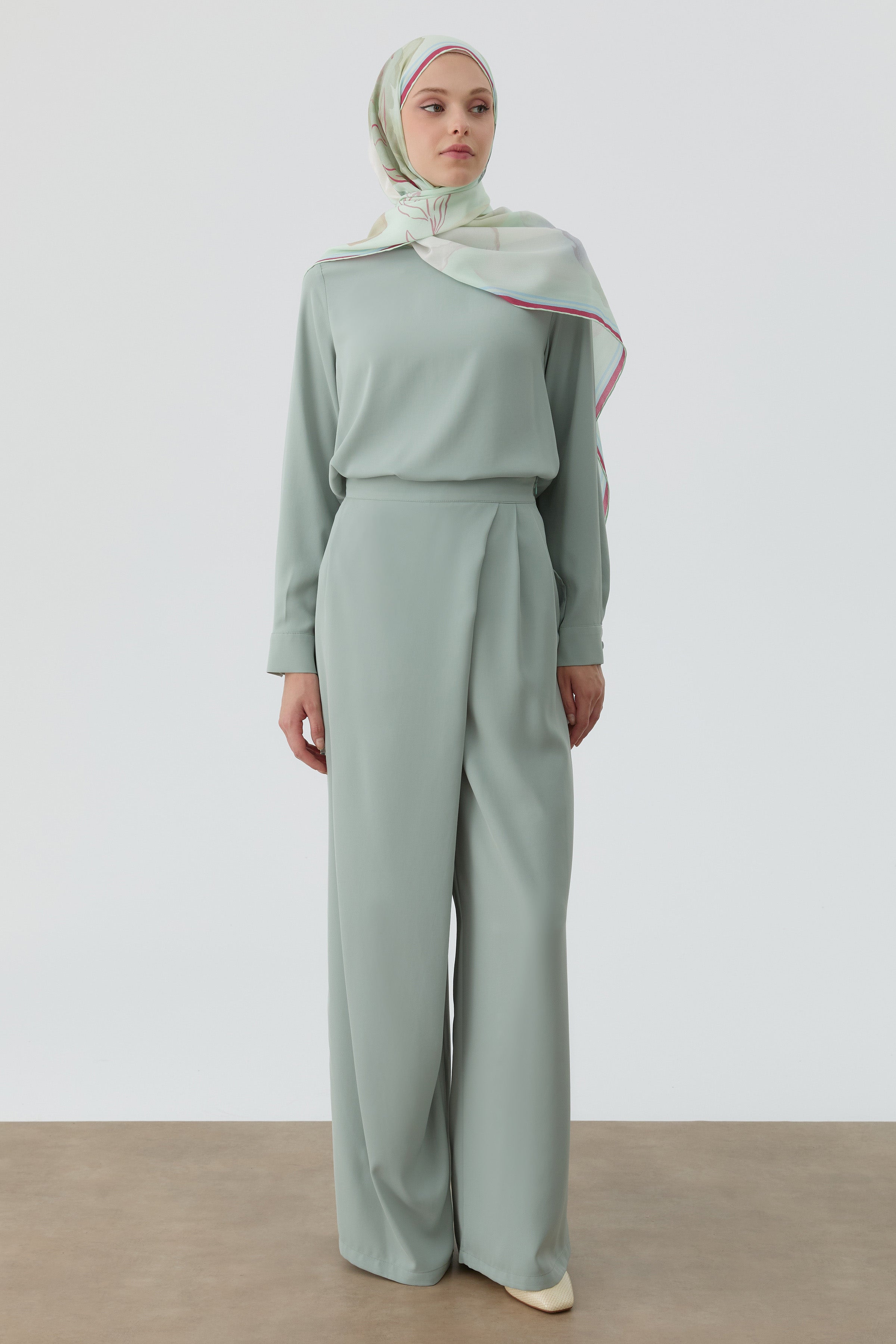 Wrap Pleated Trousers - Mint – TUĞBA