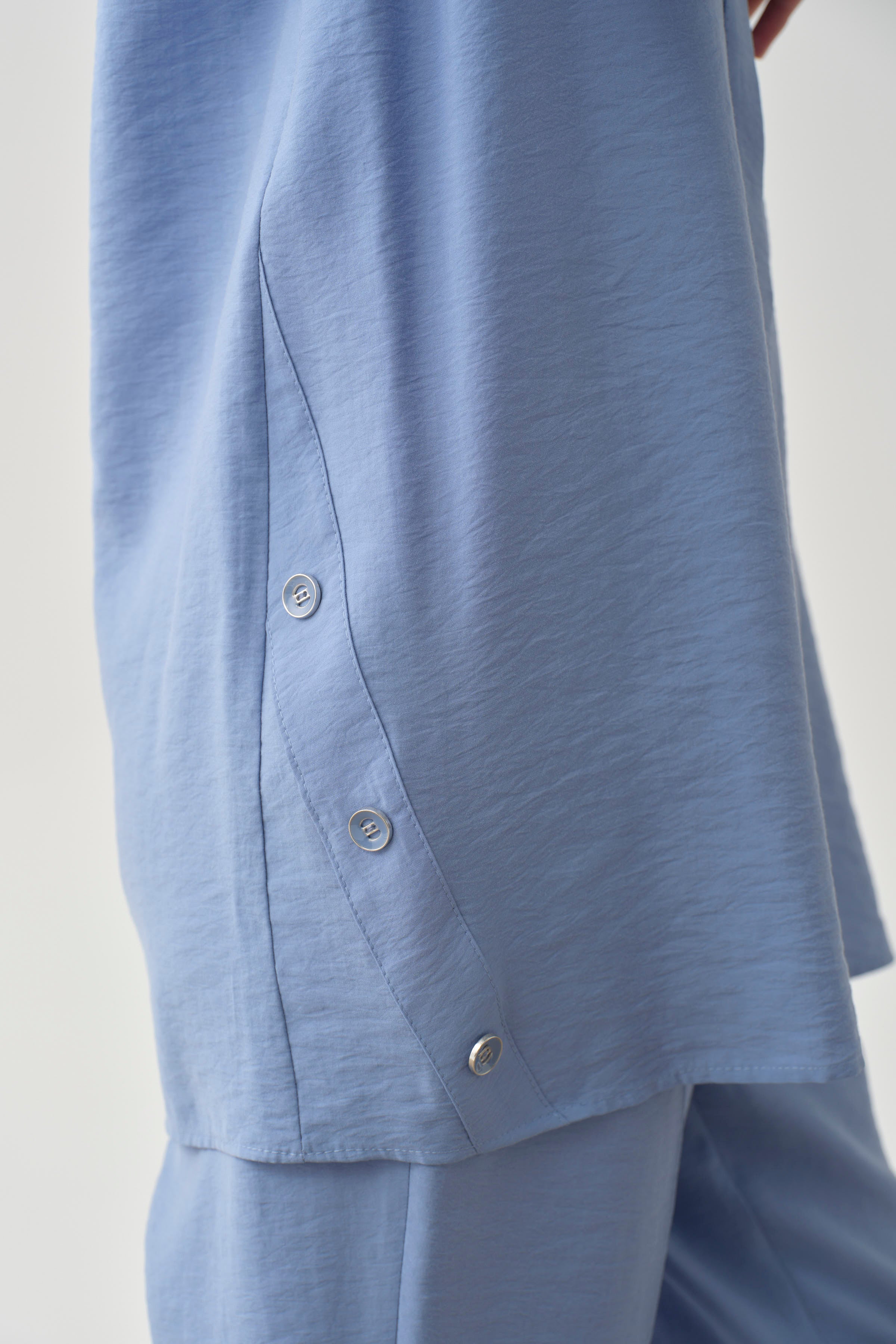 Apoletli Gizli Patlı Tunik - Mavi TUGBA