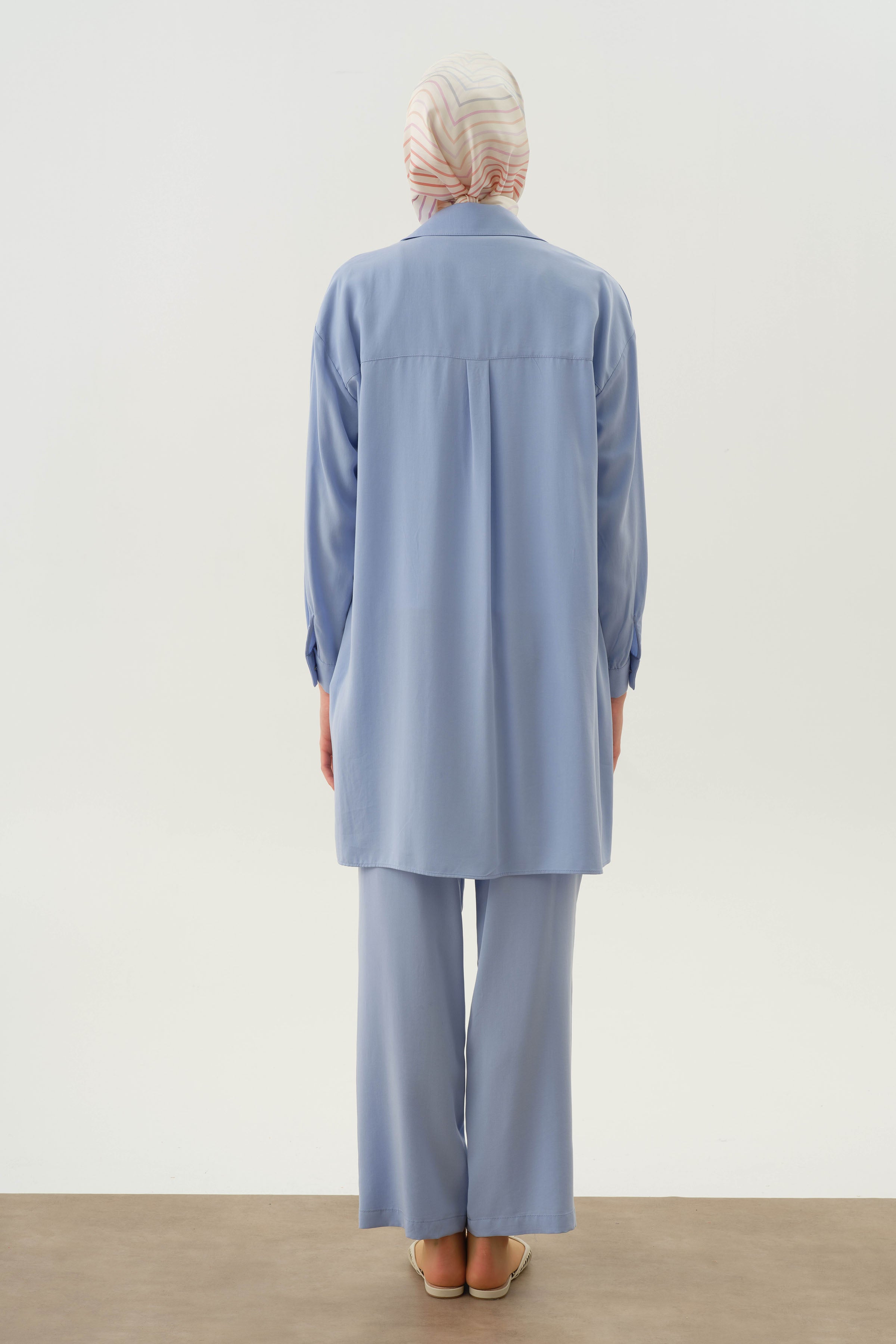 Arka Bel Lastikli Pantolon - Açık Mavi TUGBA