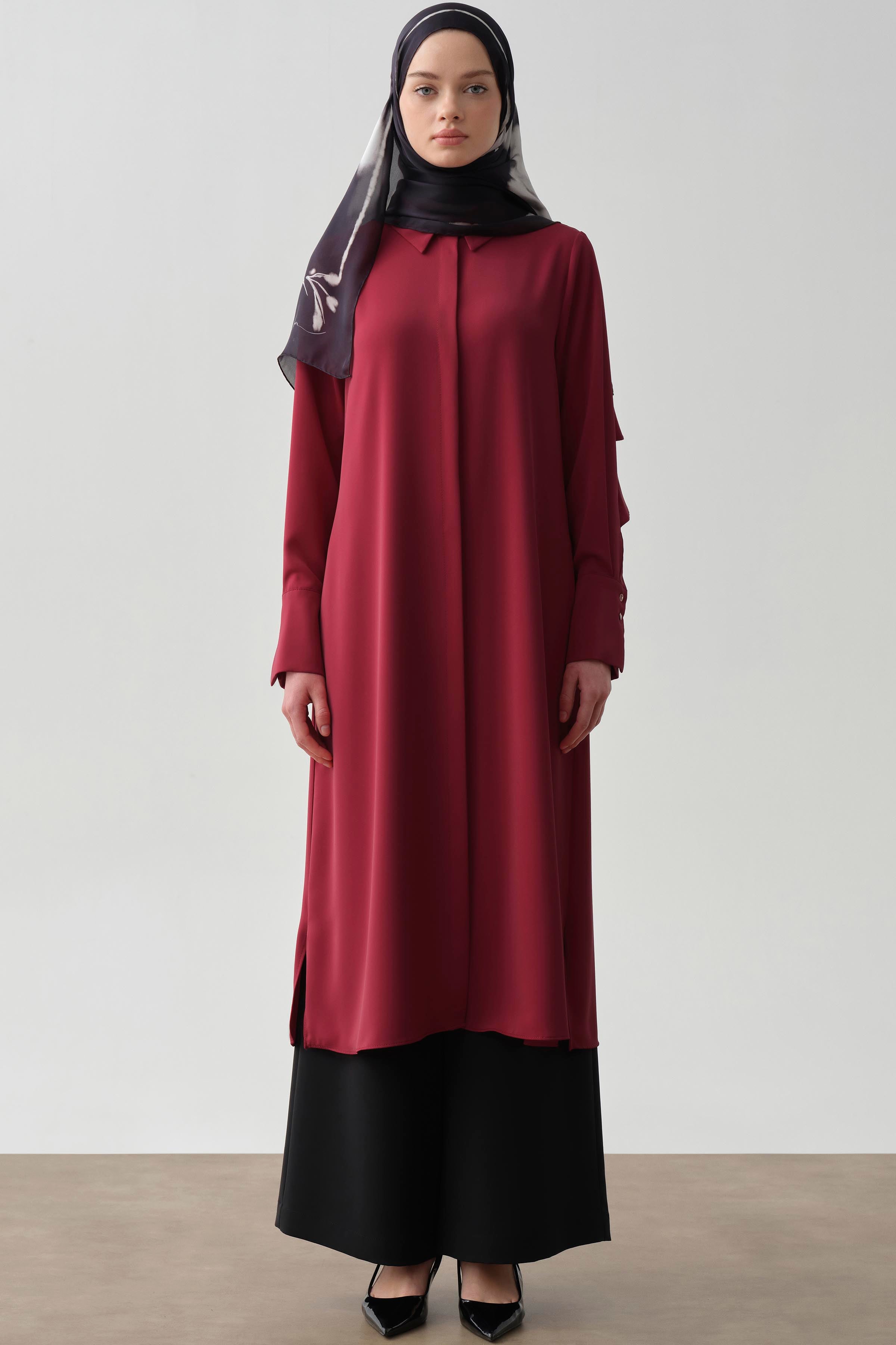 Arka Rüzgarlıklı Tunik - Kırmızı TUGBA