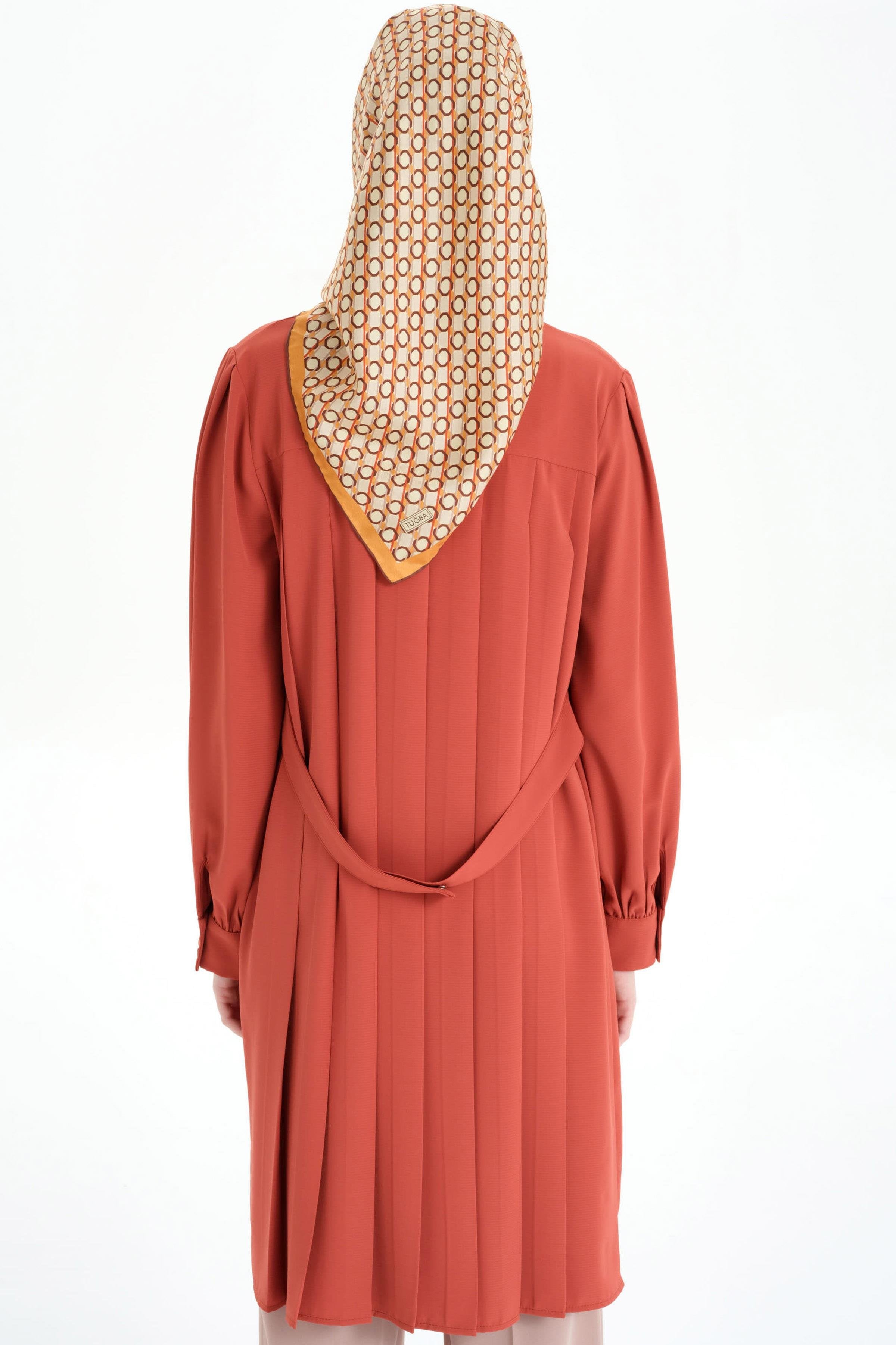 Arkası Pilise Detaylı Tunik - Kiremit TUGBA