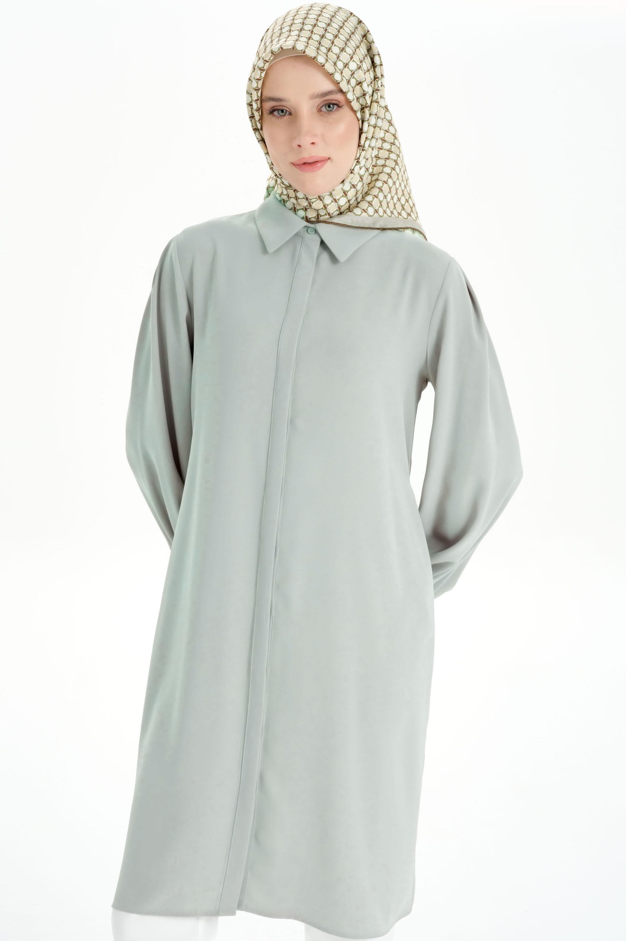 Arkası Pilise Detaylı Tunik - Olive TUGBA