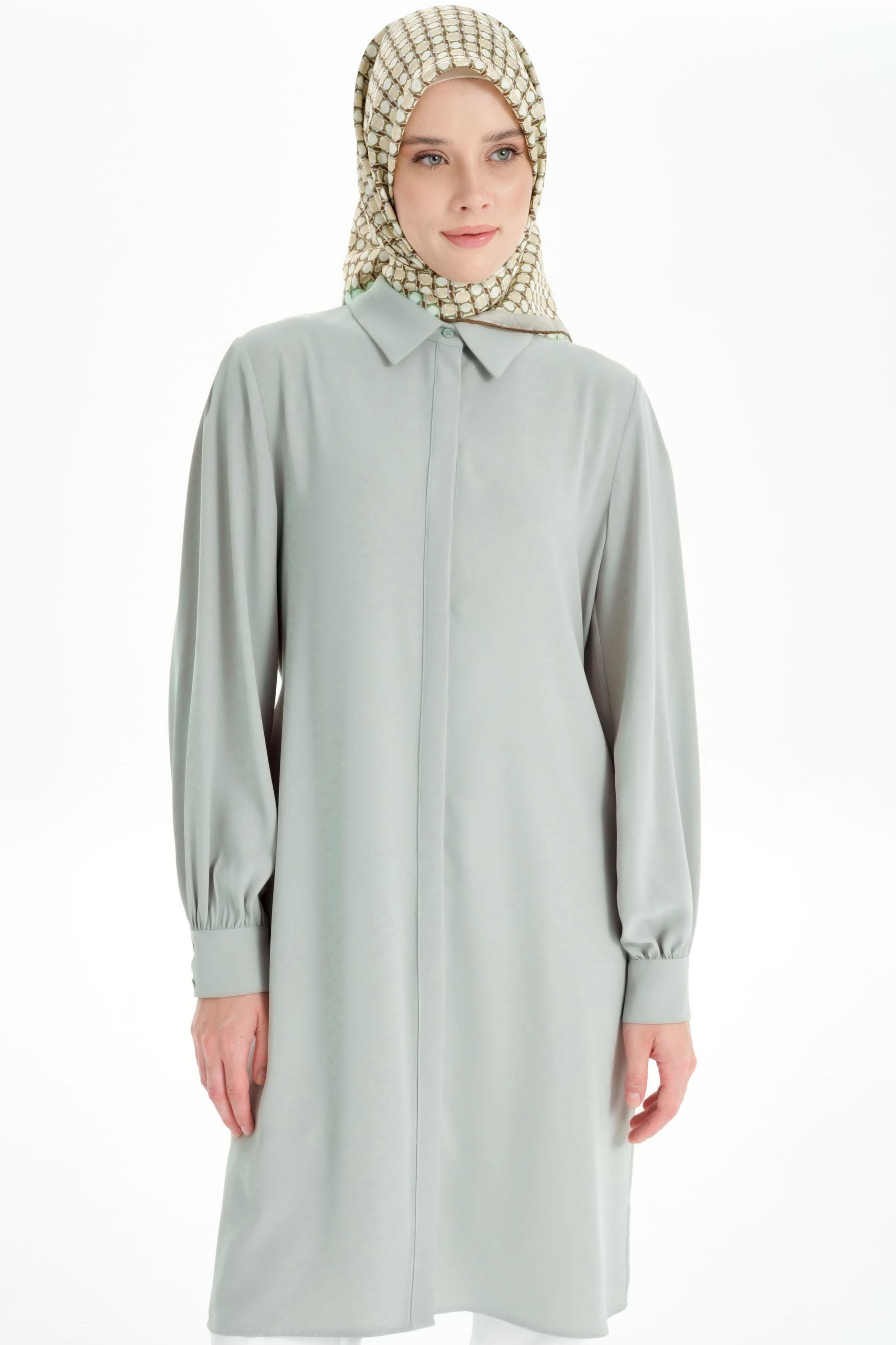 Arkası Pilise Detaylı Tunik - Olive TUGBA