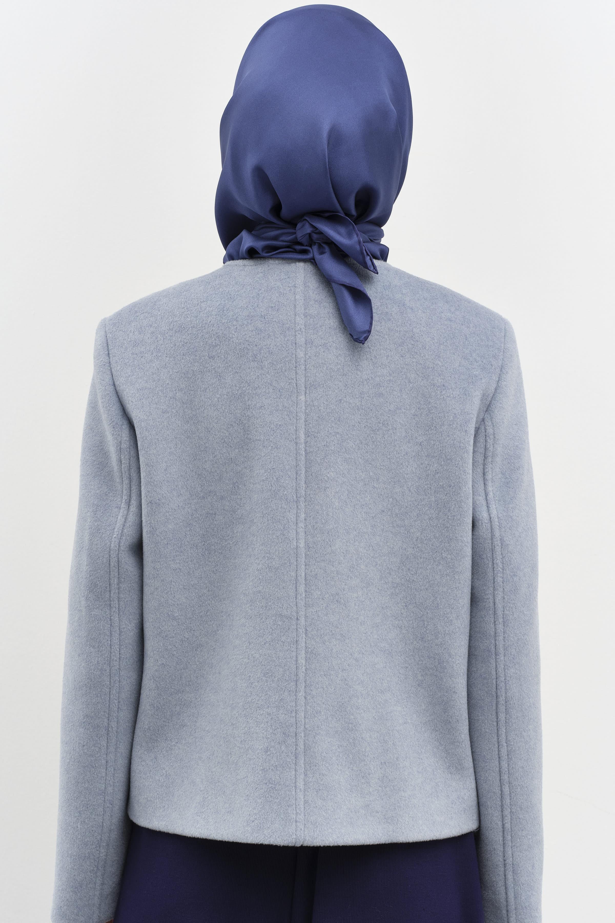 Armalı Çıtçıt Kapamalı Mini Mont - Mavi TUGBA