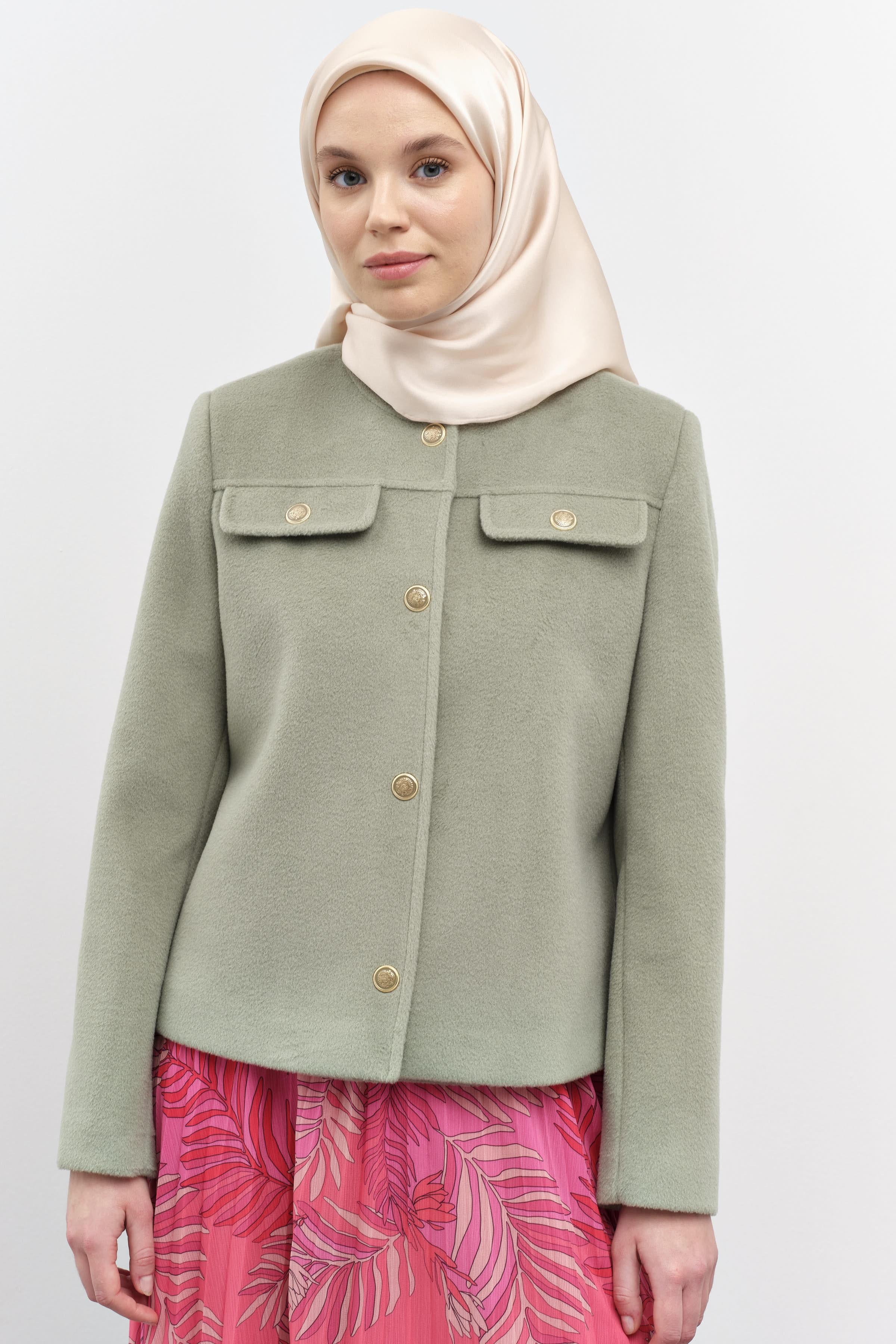 Armalı Çıtçıt Kapamalı Mini Mont - Mint TUGBA