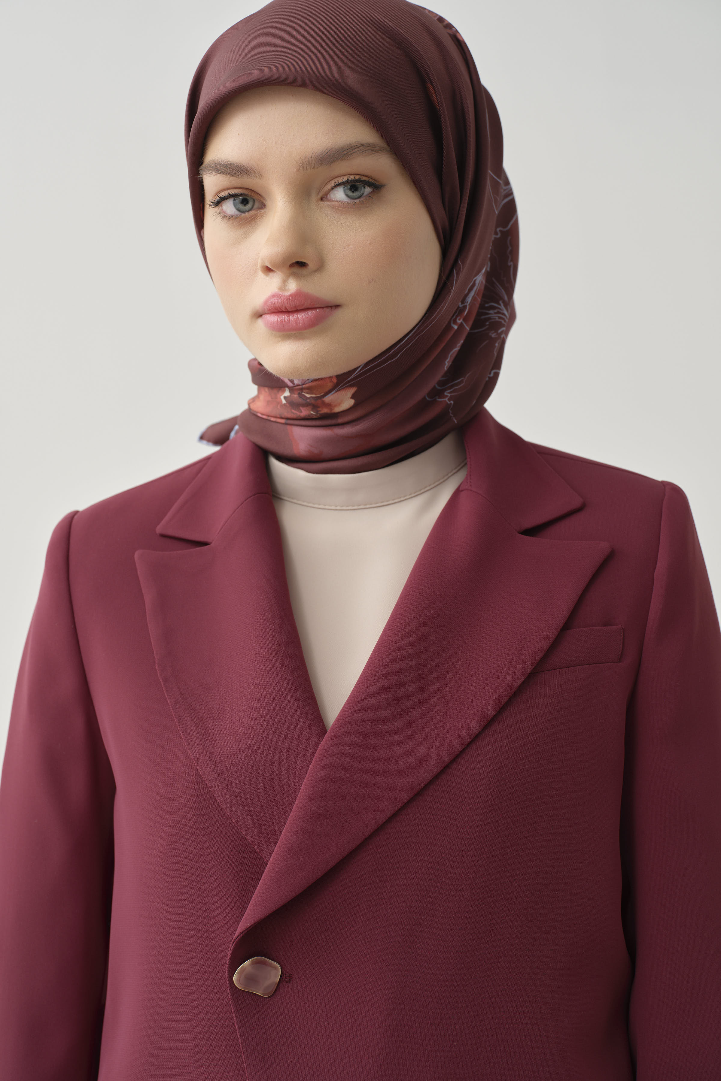 Asimetrik Ters Kruvaze Ceket - Mürdüm TUGBA