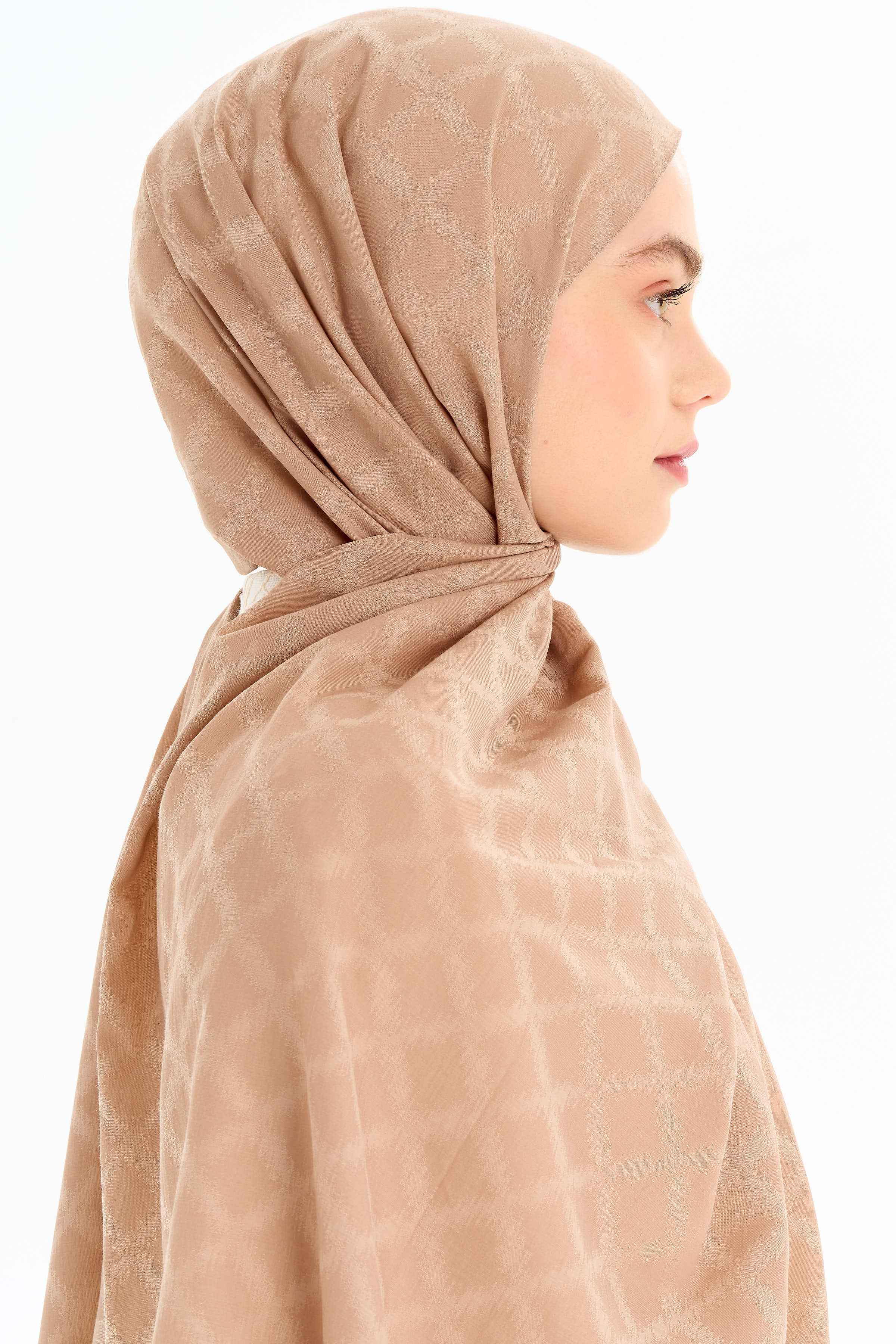 Baklava Desen Pamuk Şal - Vizon TUGBA