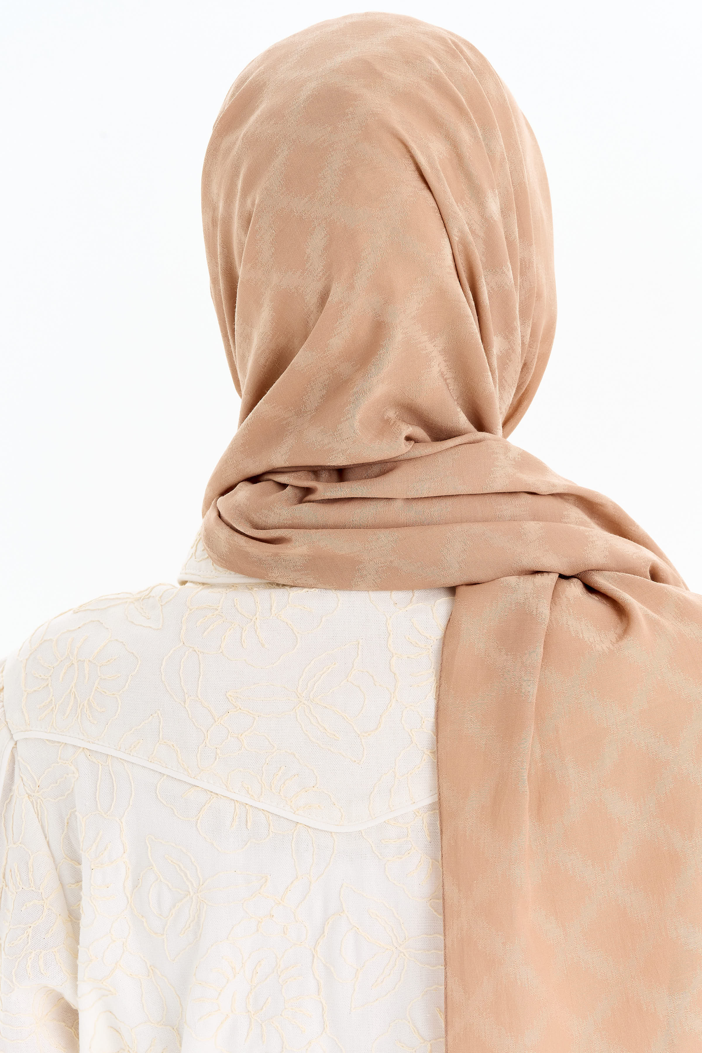 Baklava Desen Pamuk Şal - Vizon TUGBA