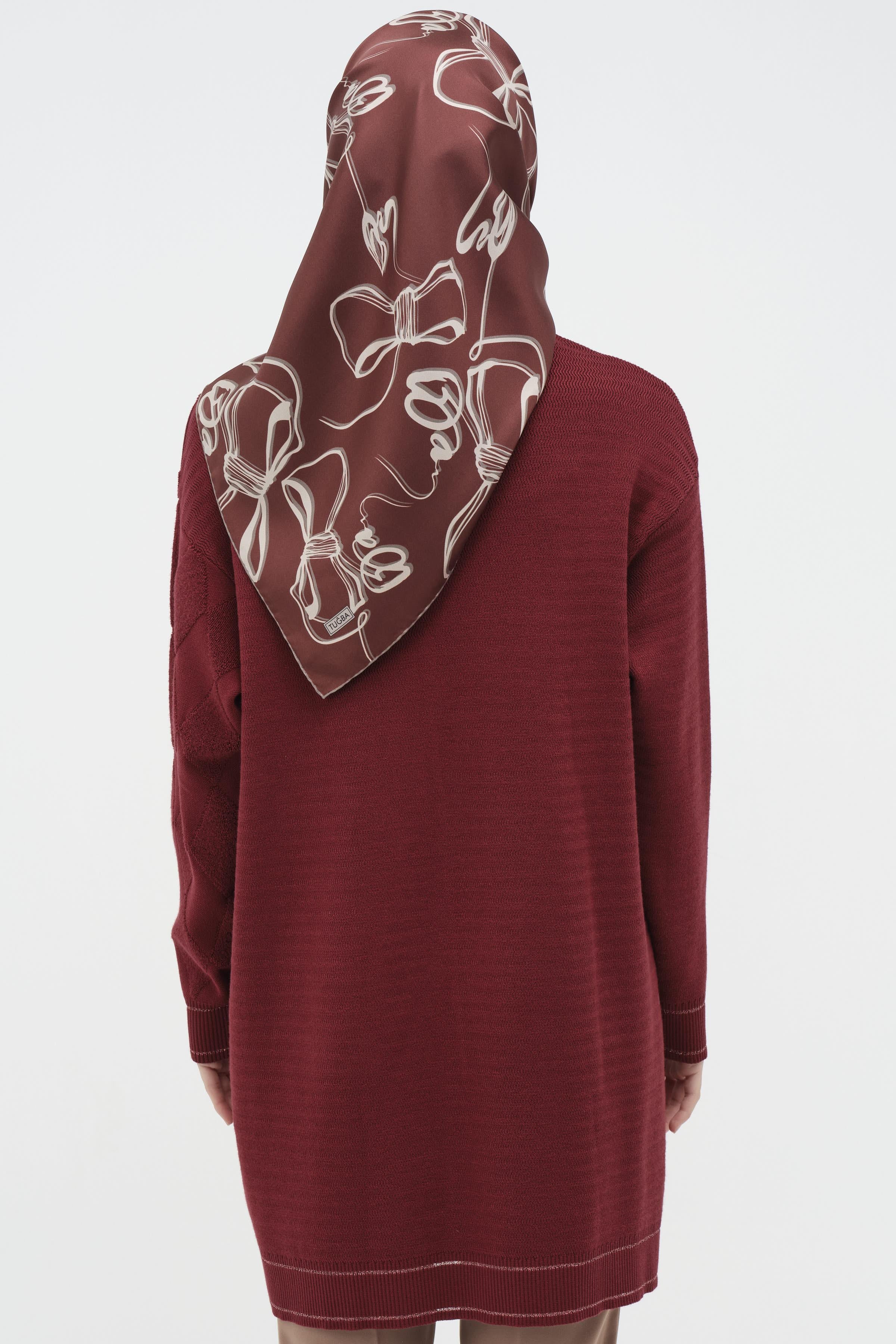 Baklava Desen Triko Tunik - Bordo TUGBA